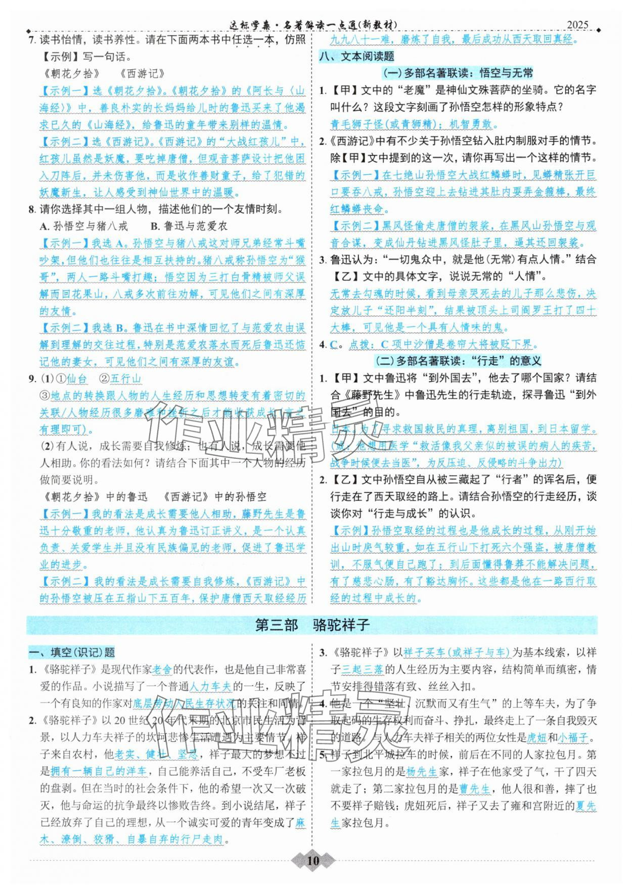 2025年達標(biāo)學(xué)案名著解讀一點通中考版 參考答案第9頁
