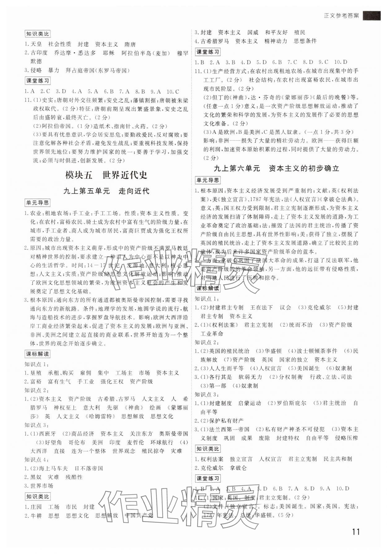 2024年导思学案历史深圳专版 参考答案第10页