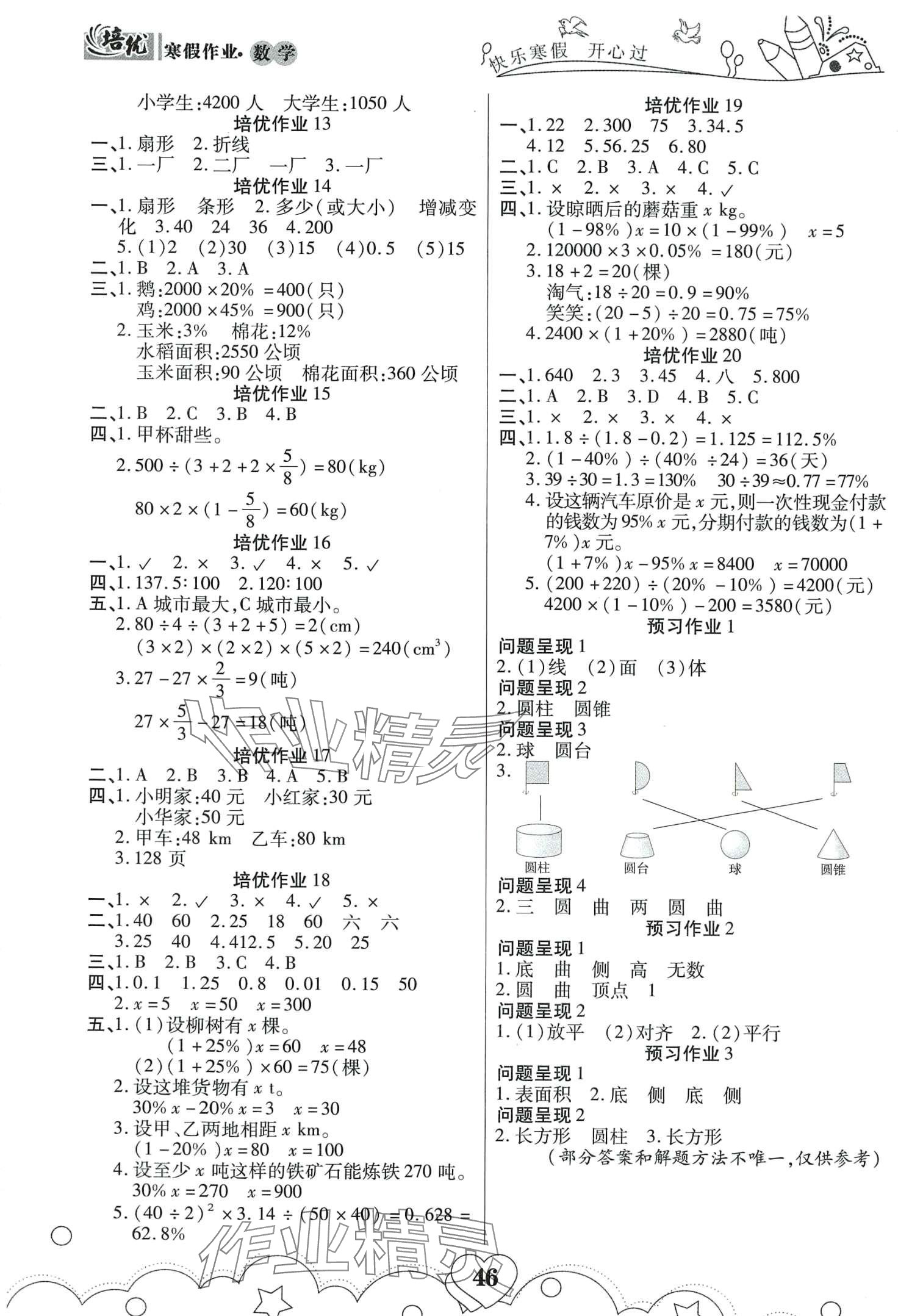 2024年寒假作业武汉大学出版社六年级数学 第2页