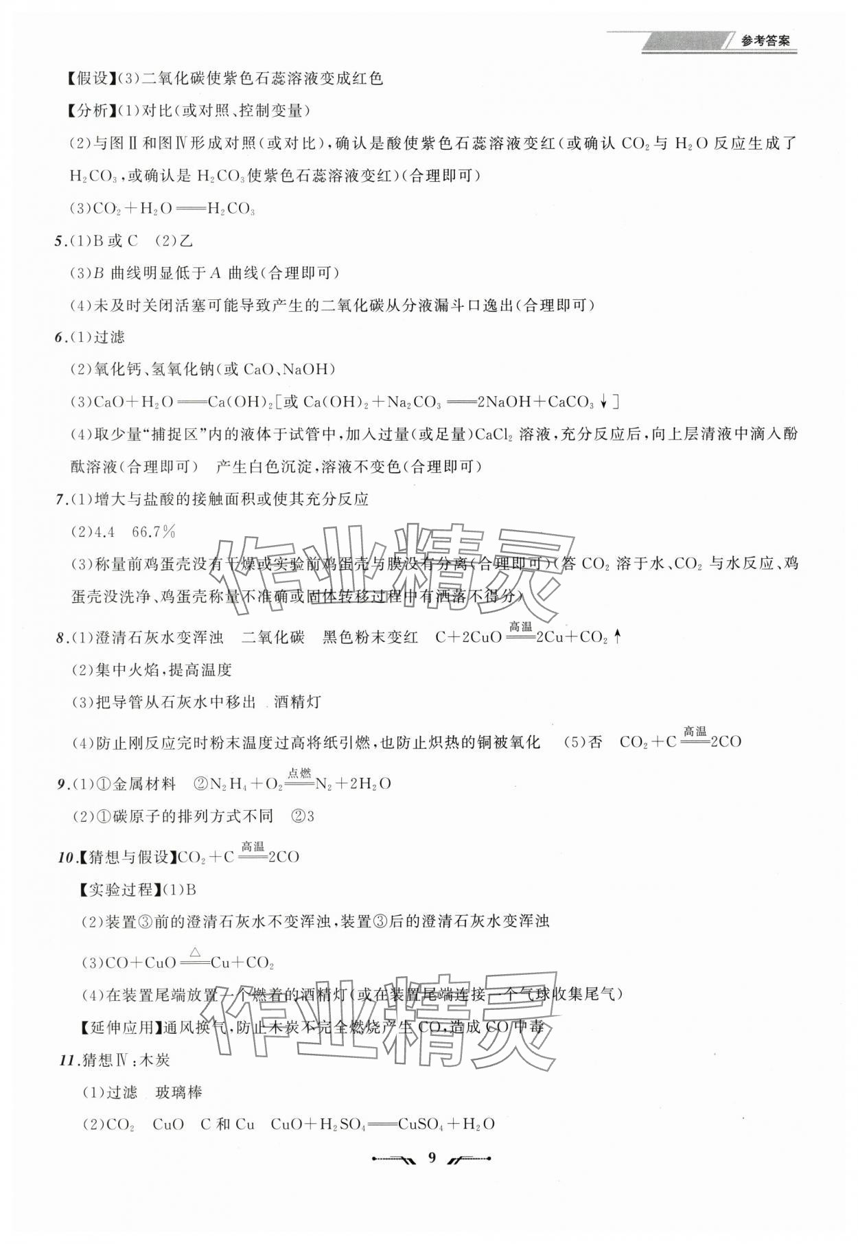 2025年中考全程復習訓練化學大連專版 參考答案第9頁