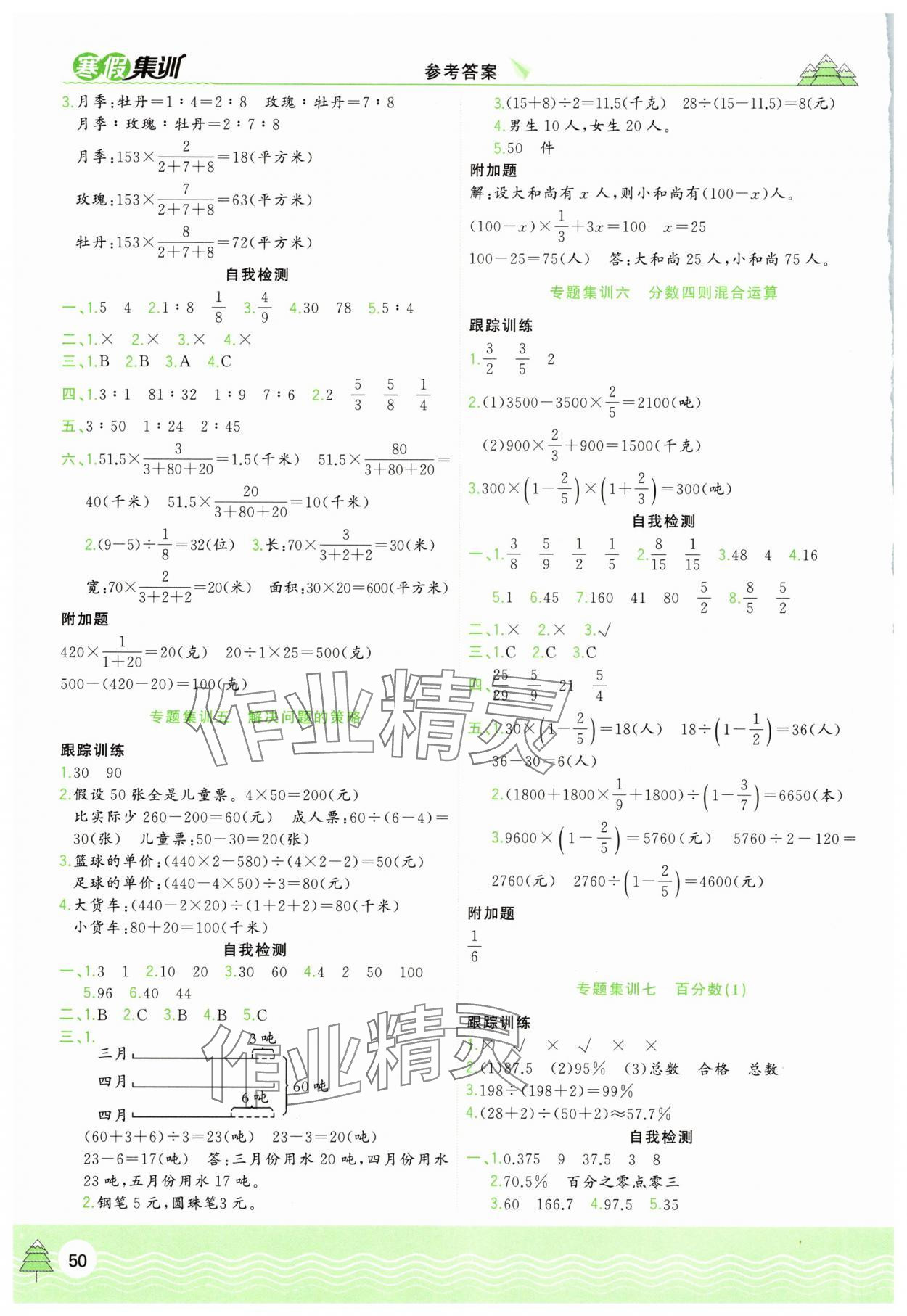 2025年寒假集训合肥工业大学出版社六年级数学苏教版 第2页