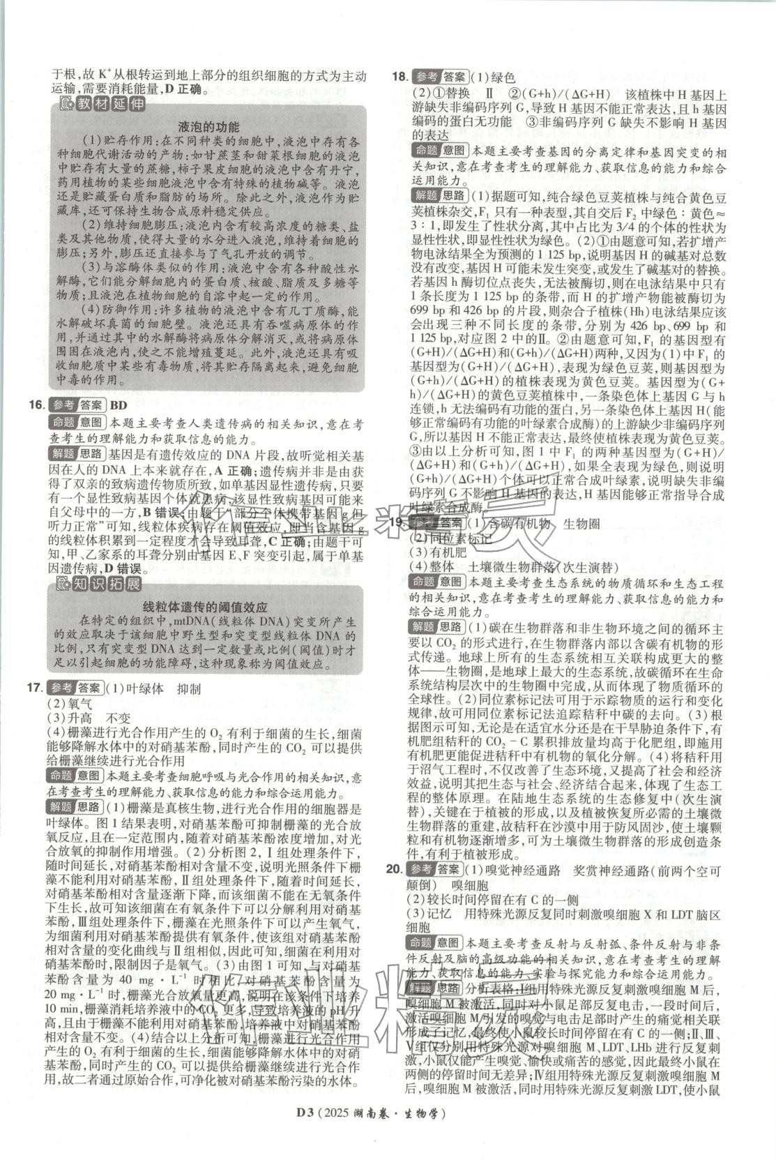 2026年新高考5年真题生物湖南专版 第3页