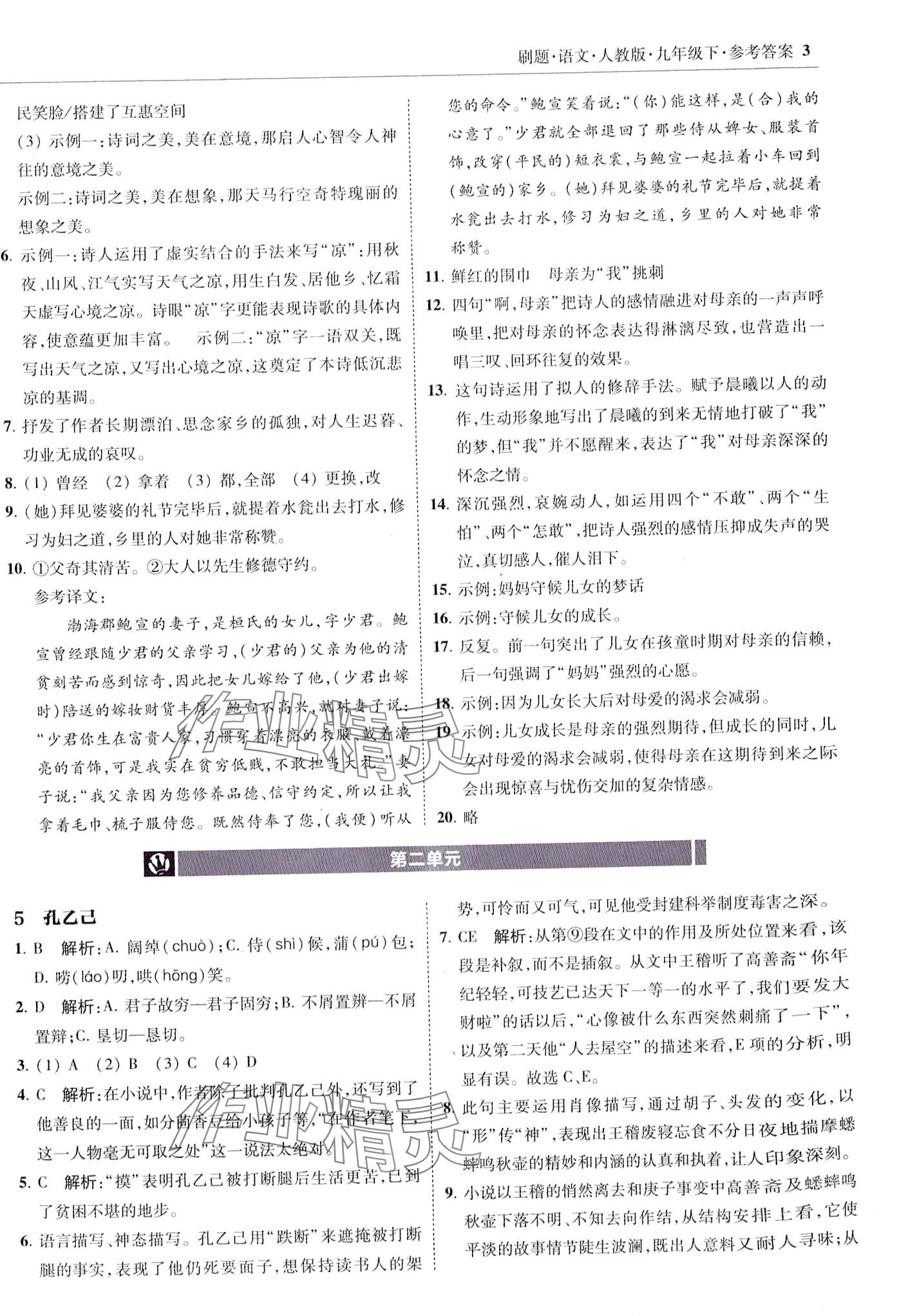 2024年北大綠卡刷題九年級語文下冊人教版 第3頁