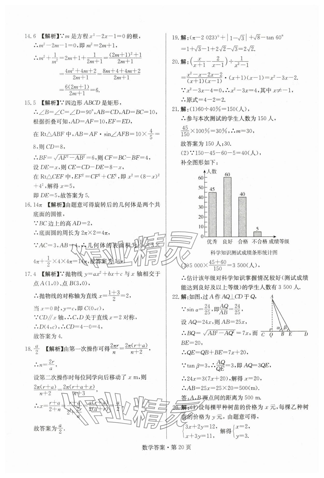 2024年湖南中考必備數(shù)學(xué) 參考答案第20頁