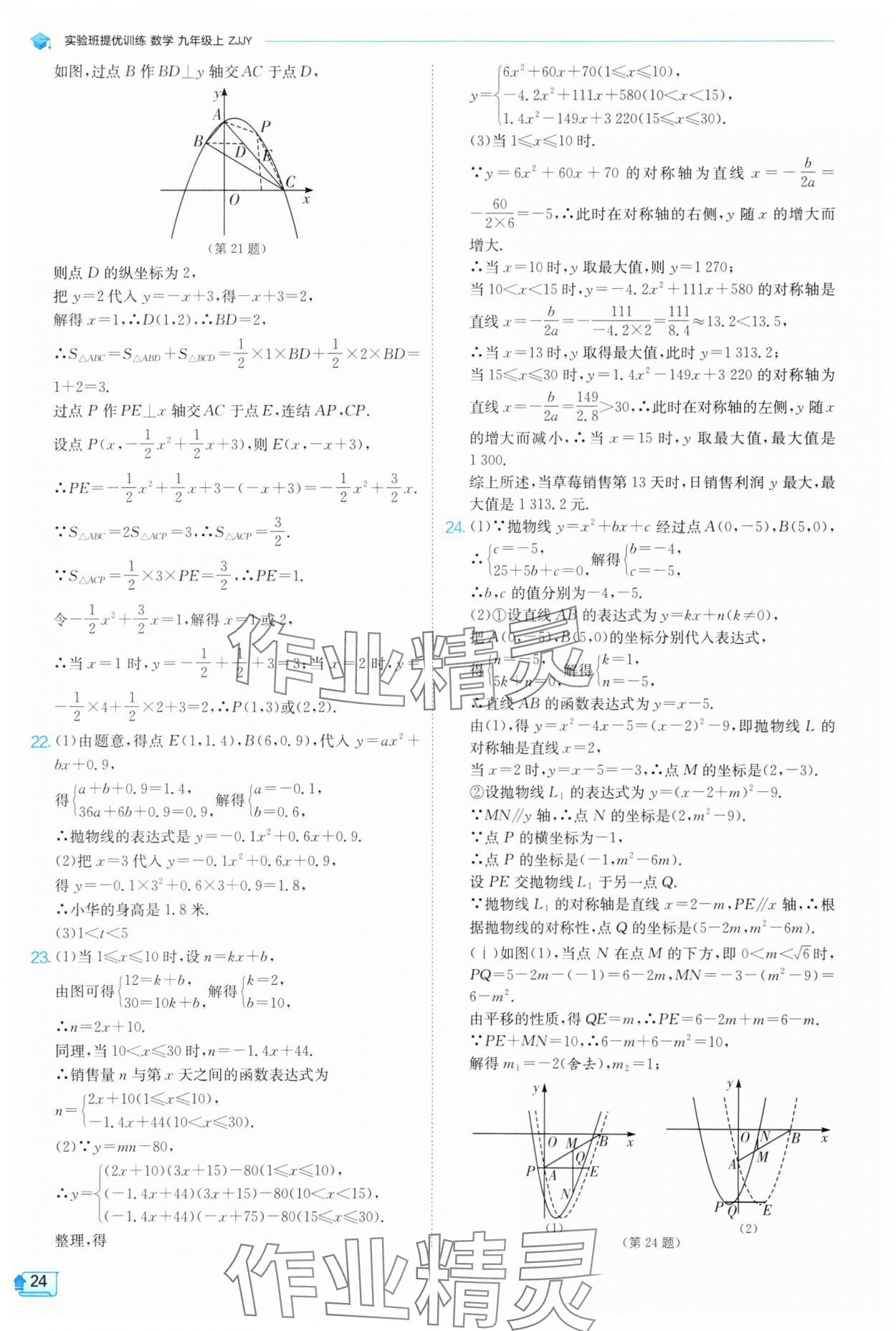 2025年實驗班提優(yōu)訓練九年級科學上冊浙教版 參考答案第24頁