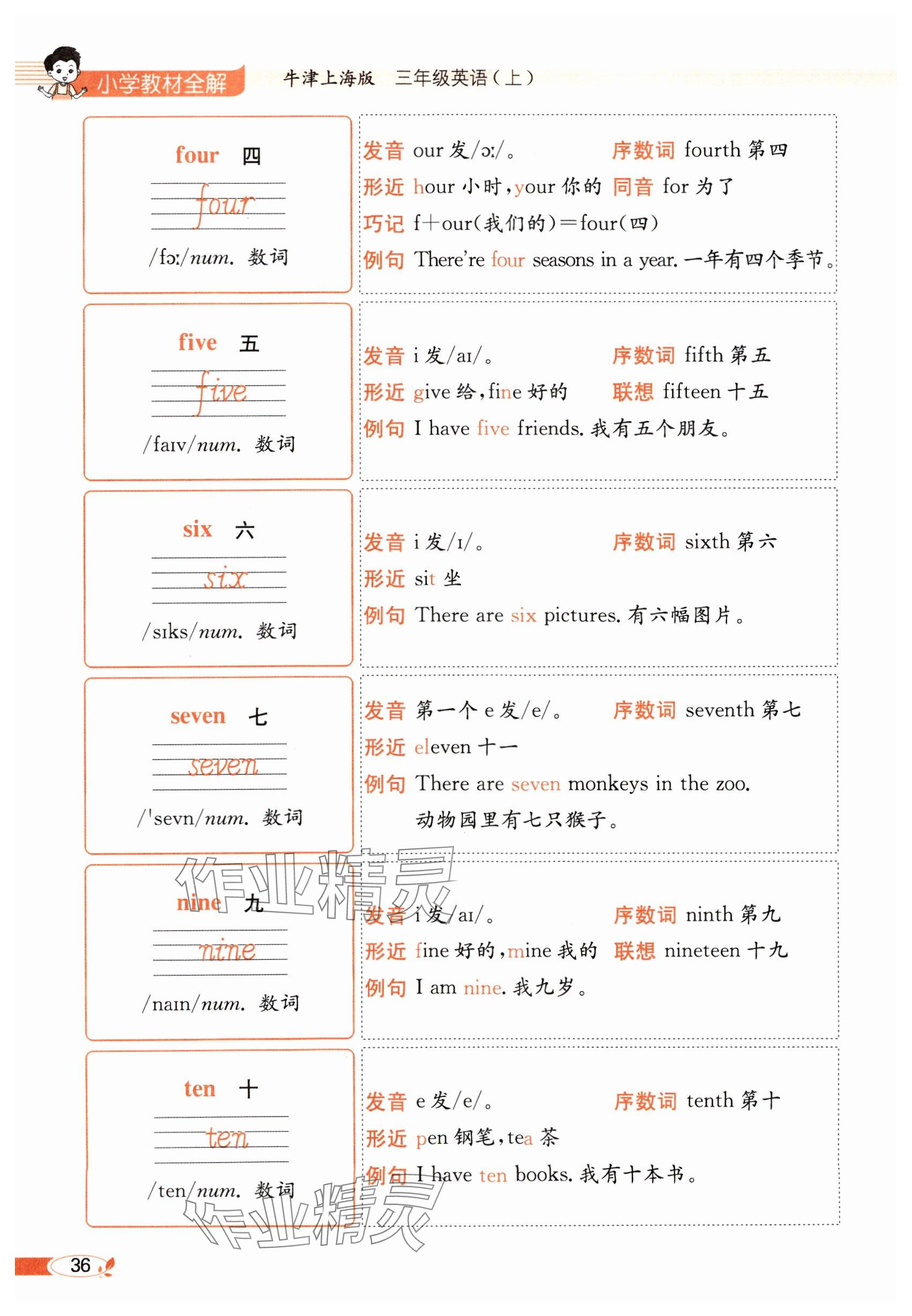 2024年教材課本三年級(jí)英語上冊(cè)滬教版54制 參考答案第36頁