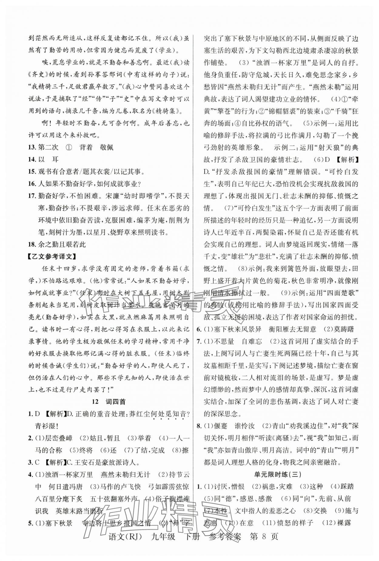 2025年課時(shí)奪冠九年級(jí)語(yǔ)文下冊(cè)人教版 第8頁(yè)