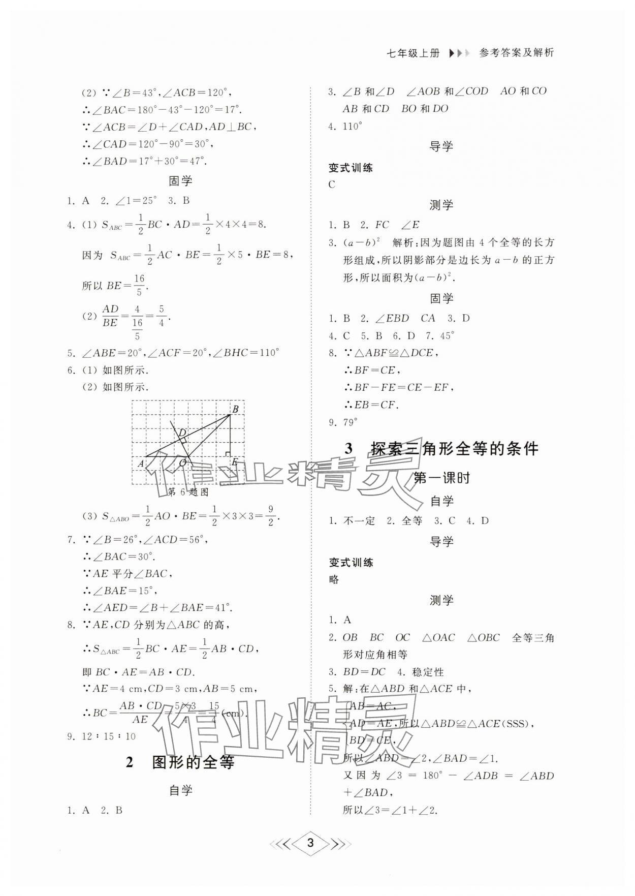 2024年综合能力训练七年级数学上册鲁教版54制 参考答案第3页