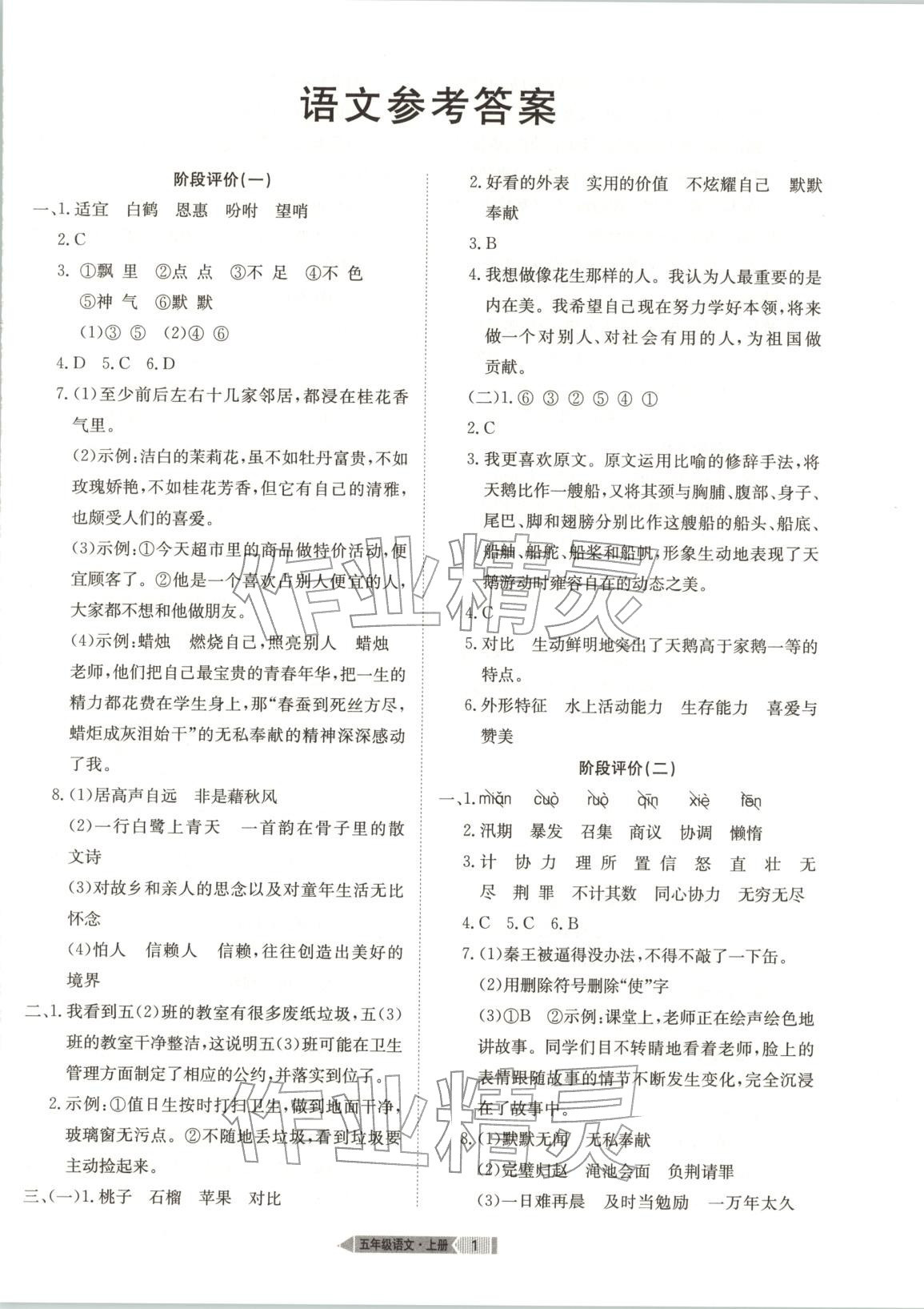2025年全优标准卷学习搭档五年级语文上册人教版 第1页