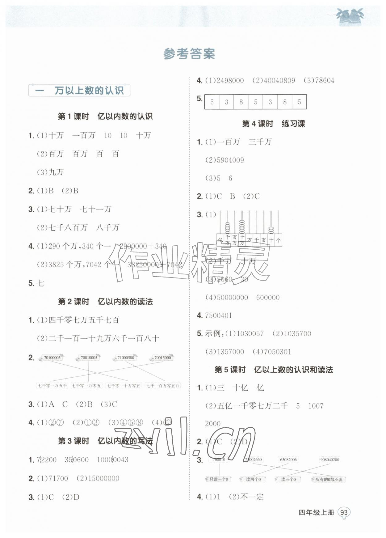 2026年学习指要四年级数学上册人教版&nbsp;第1页