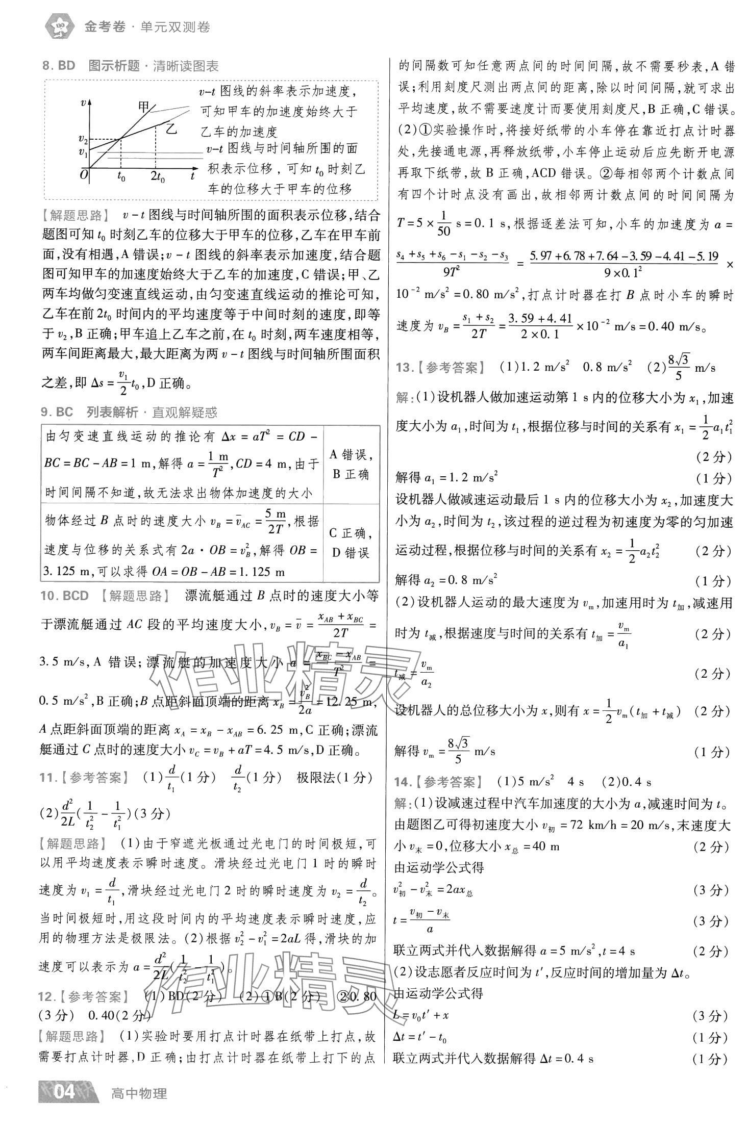 2024年金考卷活頁題選高中物理必修第一冊(cè)人教版 第6頁