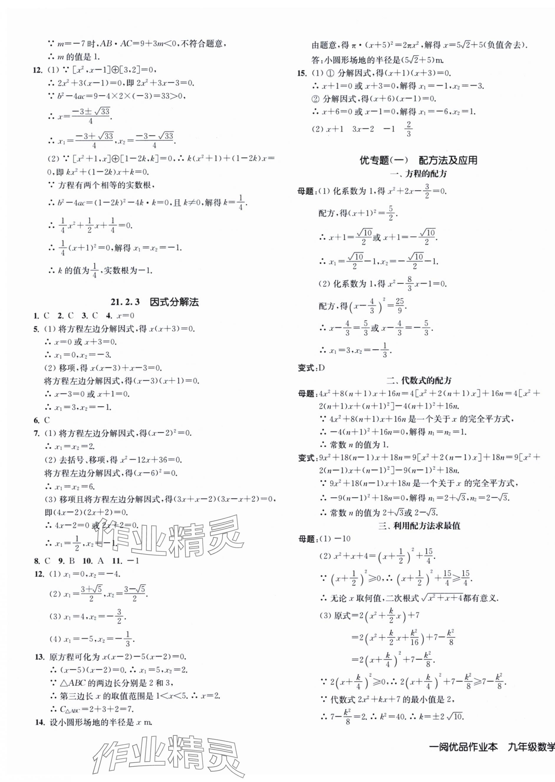 2025年一閱優品作業本九年級數學全一冊人教版 第3頁
