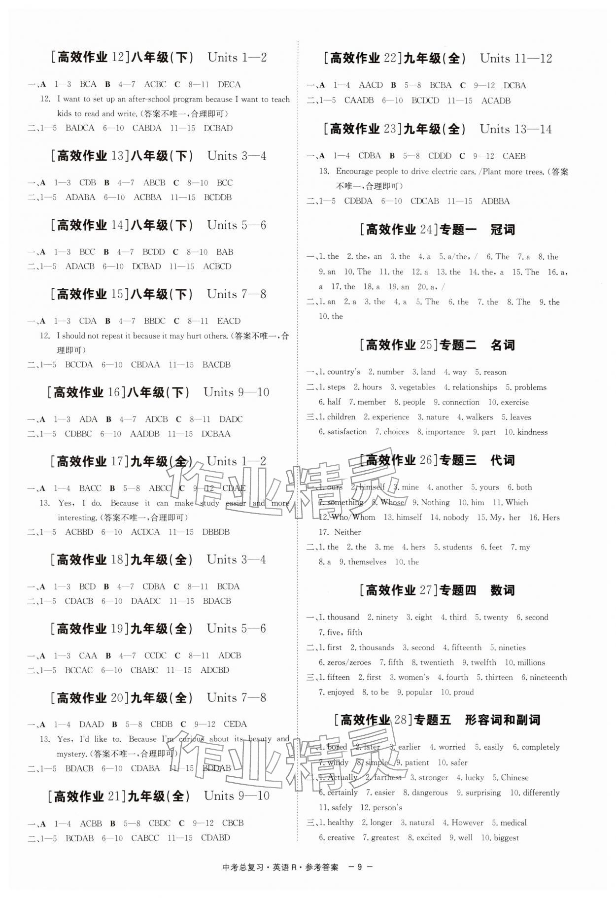 2026年精彩三年中考总复习英语人教版&nbsp;第9页