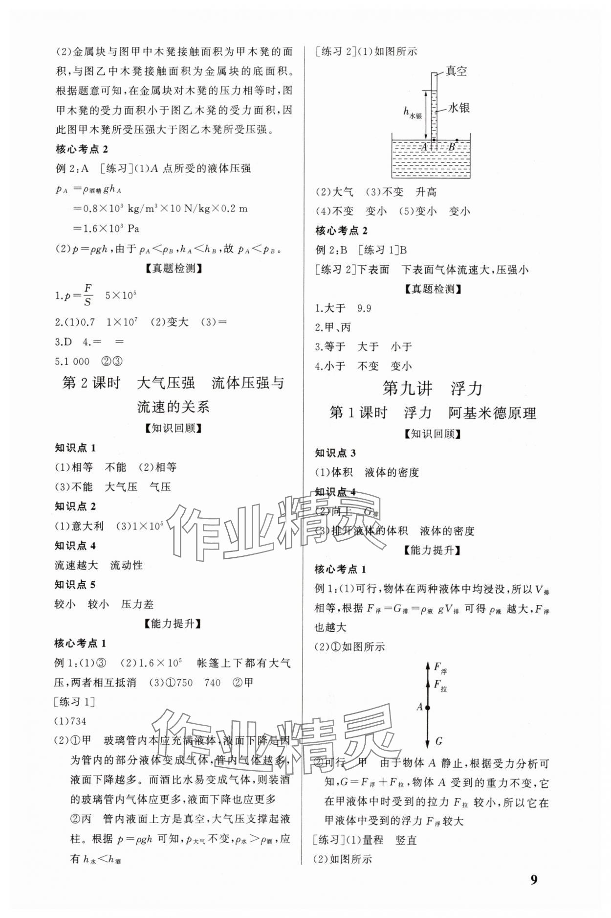 2024年精準(zhǔn)備考中考總復(fù)習(xí)物理廣州專版 參考答案第9頁