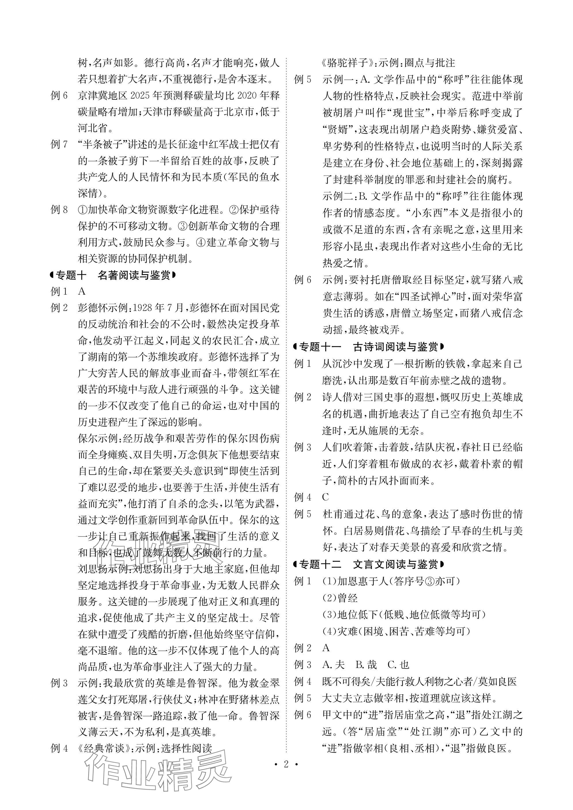 2025年新中考優化方案語文 參考答案第2頁