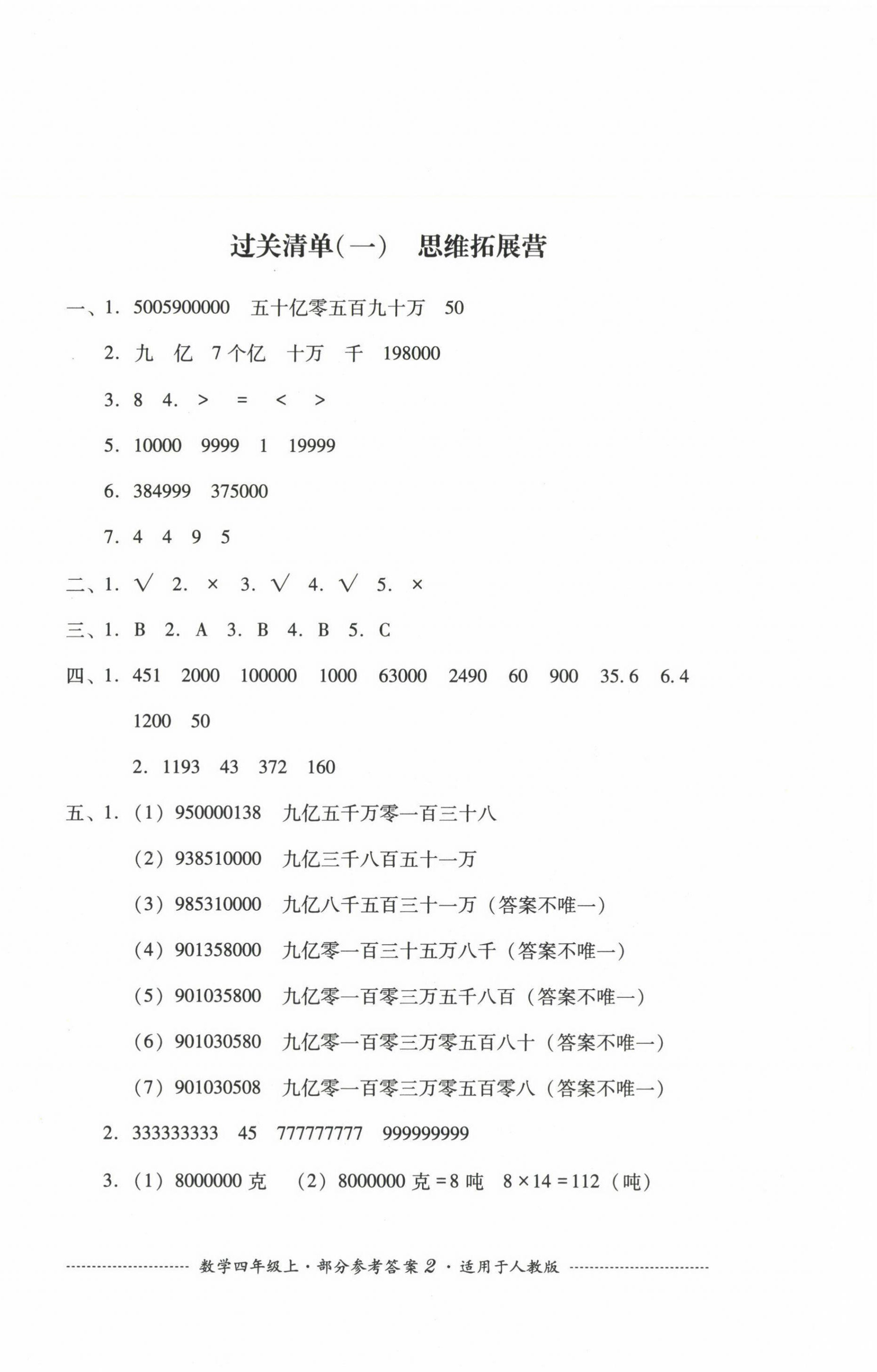 2024年過關(guān)清單四川教育出版社四年級(jí)數(shù)學(xué)上冊(cè)人教版 第2頁