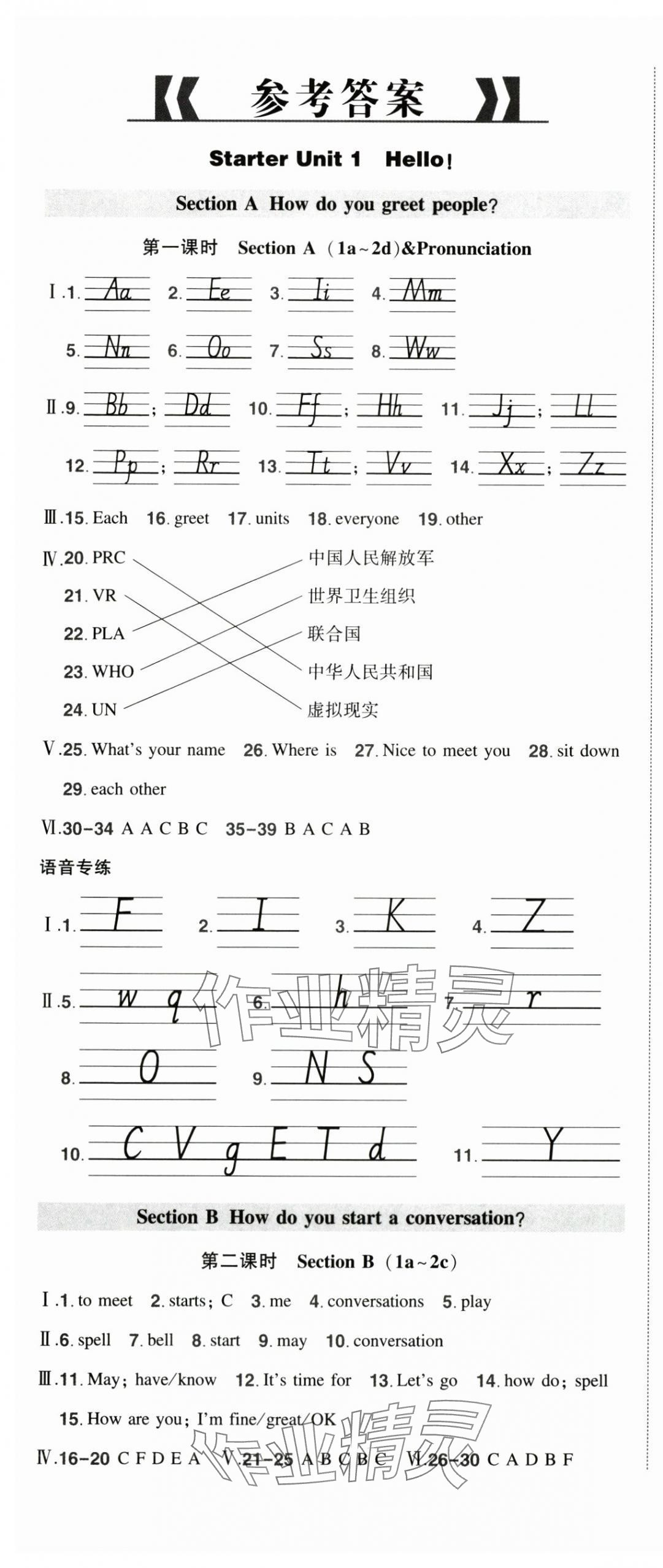 2025年状元成才路创优作业七年级英语上册人教版贵州专版 第1页