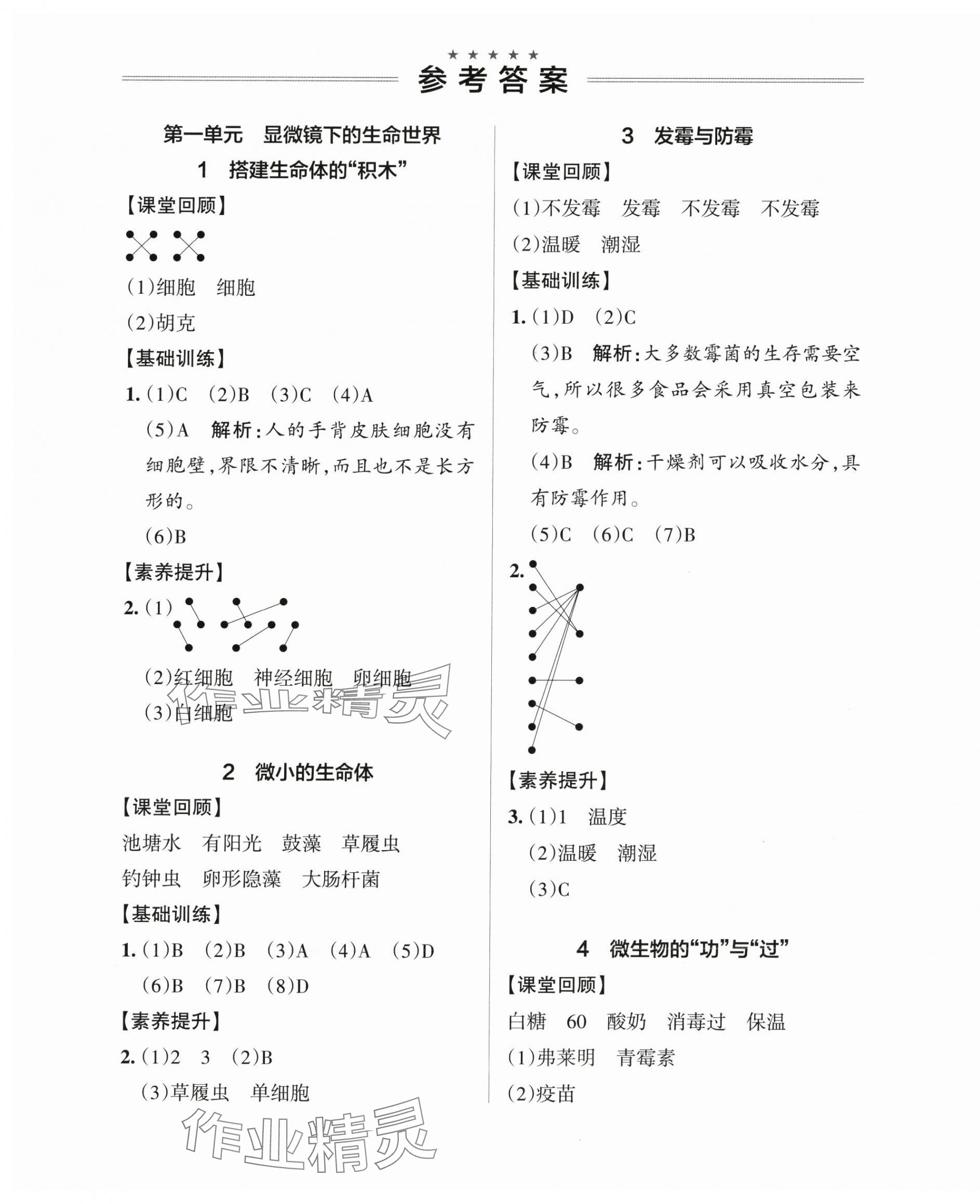 2025年小學學霸作業(yè)本五年級科學下冊蘇教版 參考答案第1頁