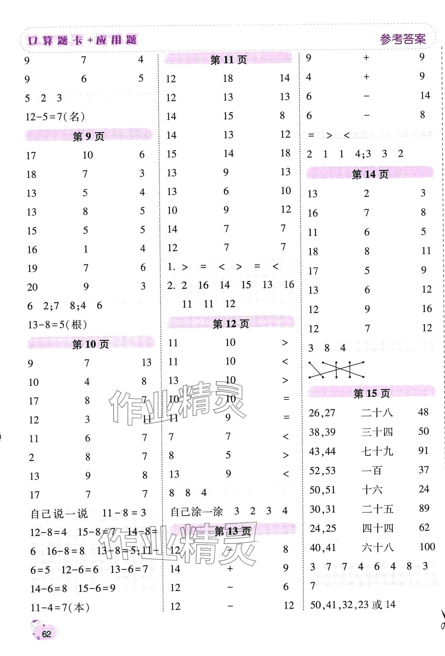 2024年口算题卡加应用题一日一练一年级数学下册人教版 第2页