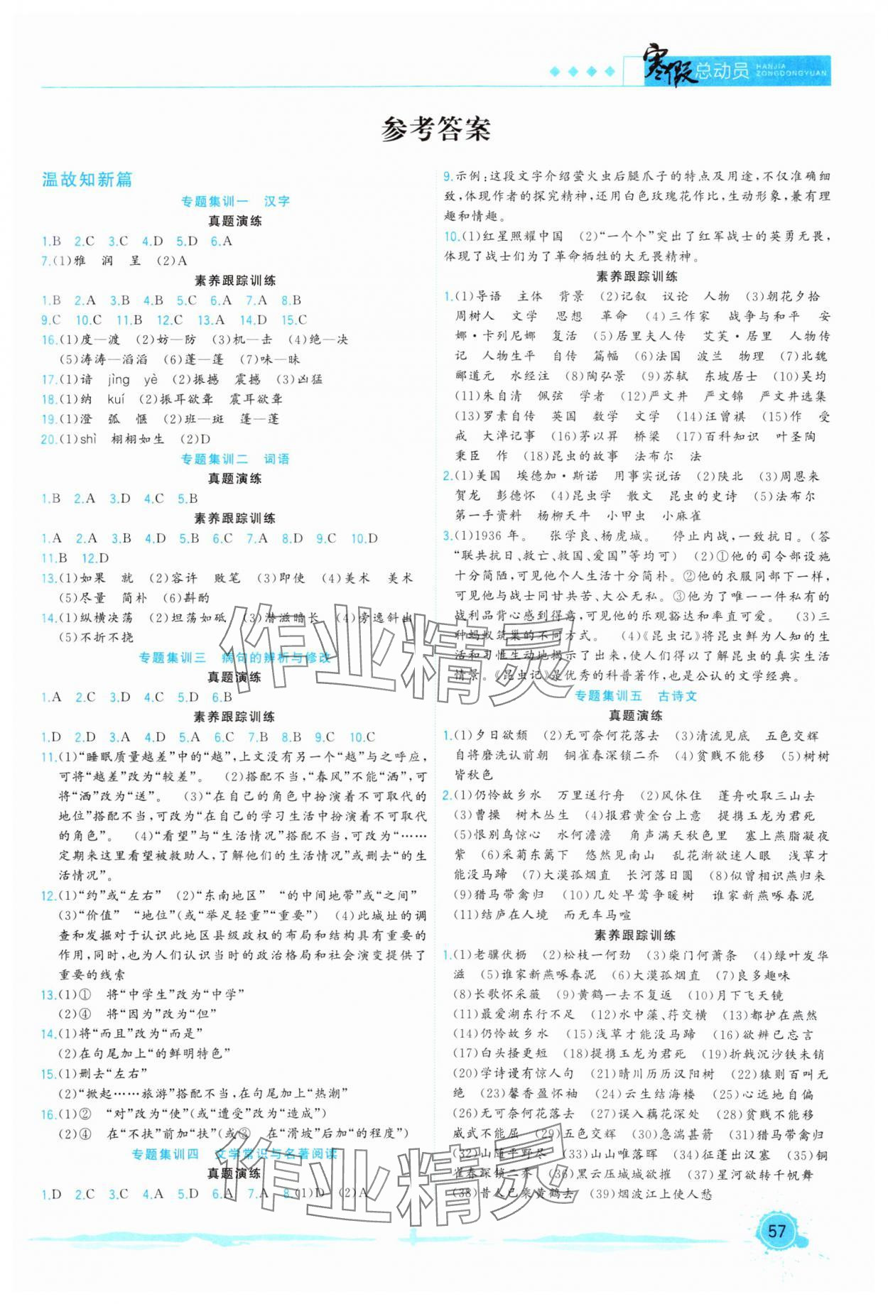 2025年寒假总动员合肥工业大学出版社八年级语文全一册人教版 第1页