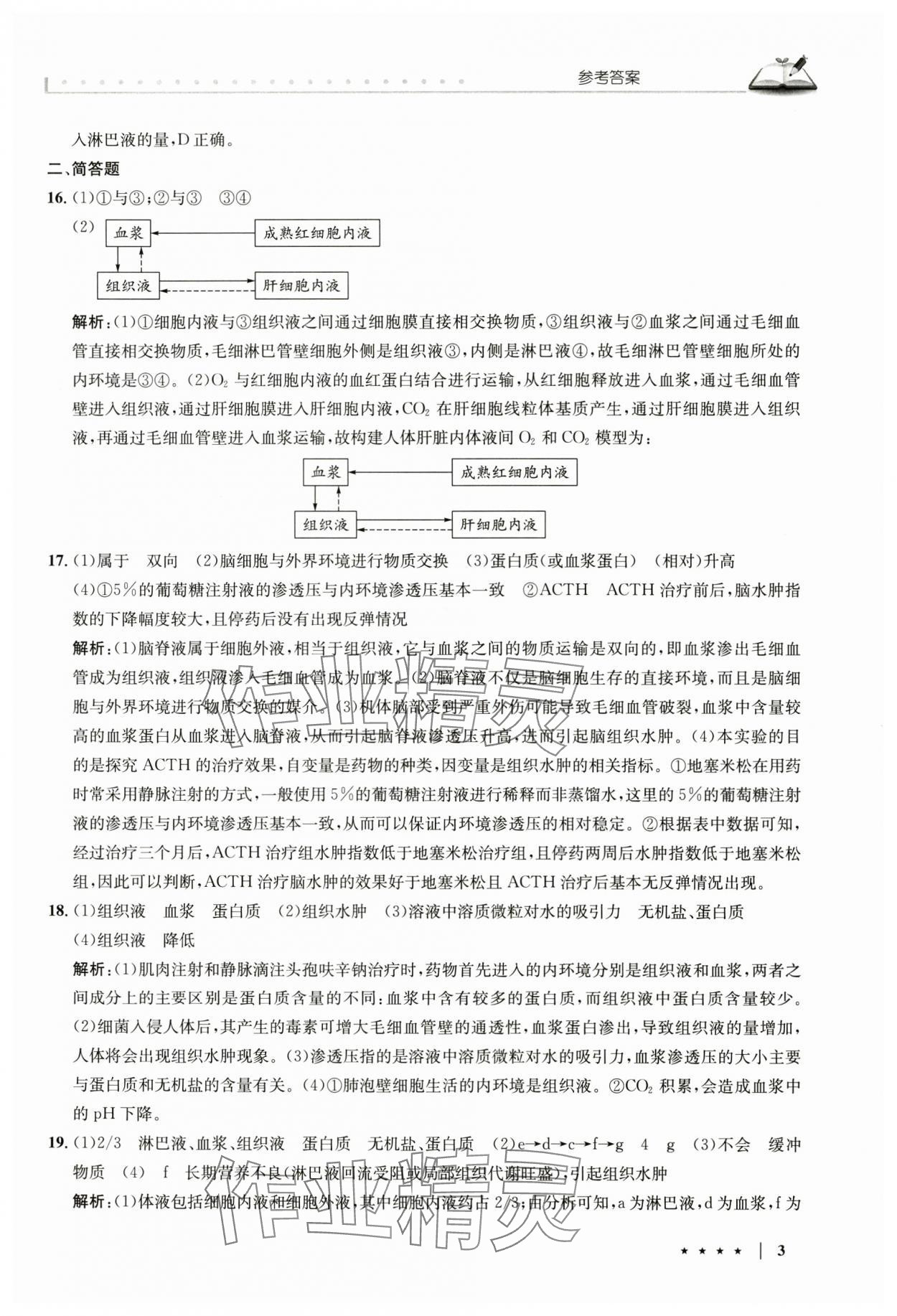 2024年墨池課堂高中生物選擇性必修1人教版 參考答案第3頁(yè)