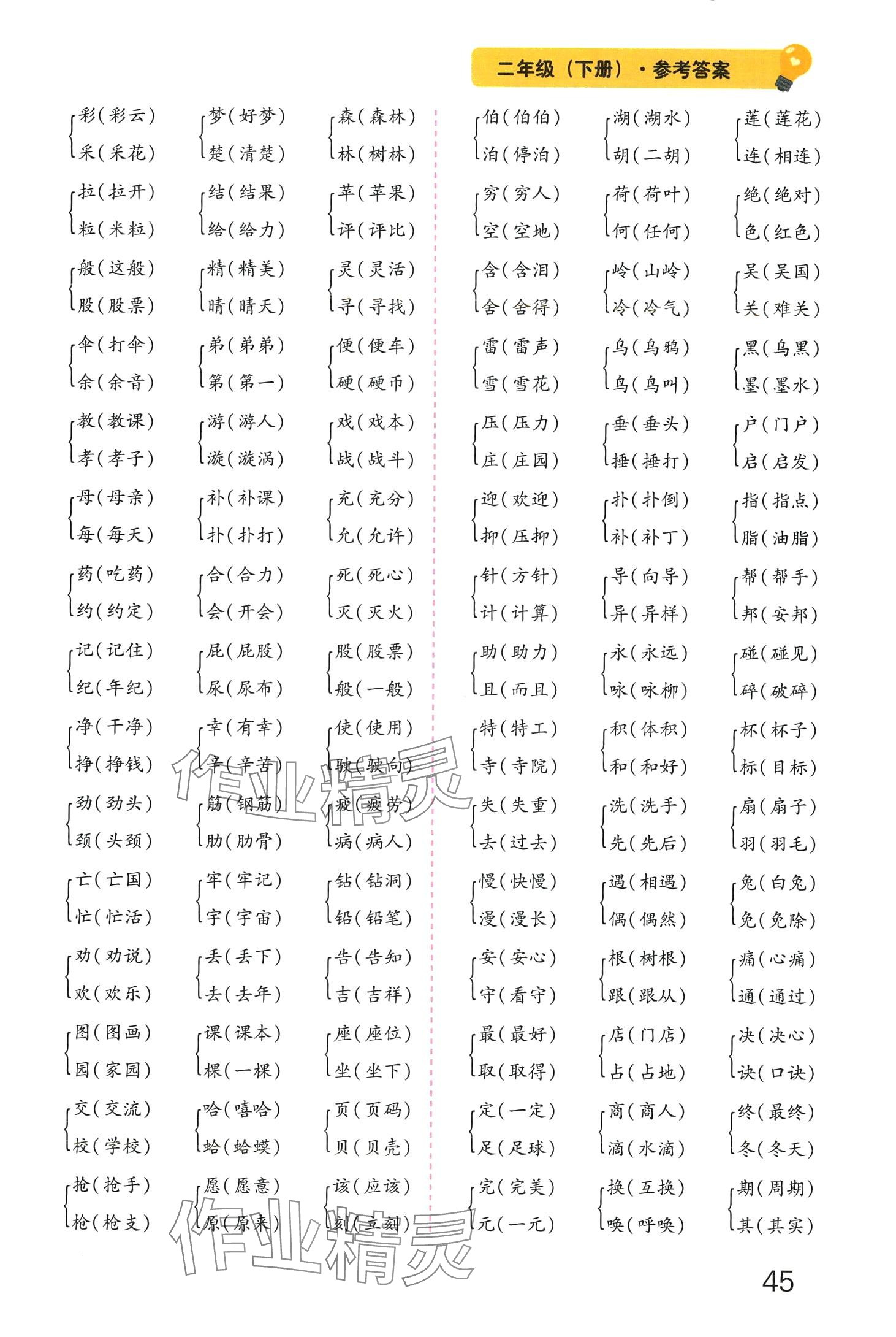 2024年语文专项训练近反义词量词多音字同音字形近字二年级下册人教版 第5页