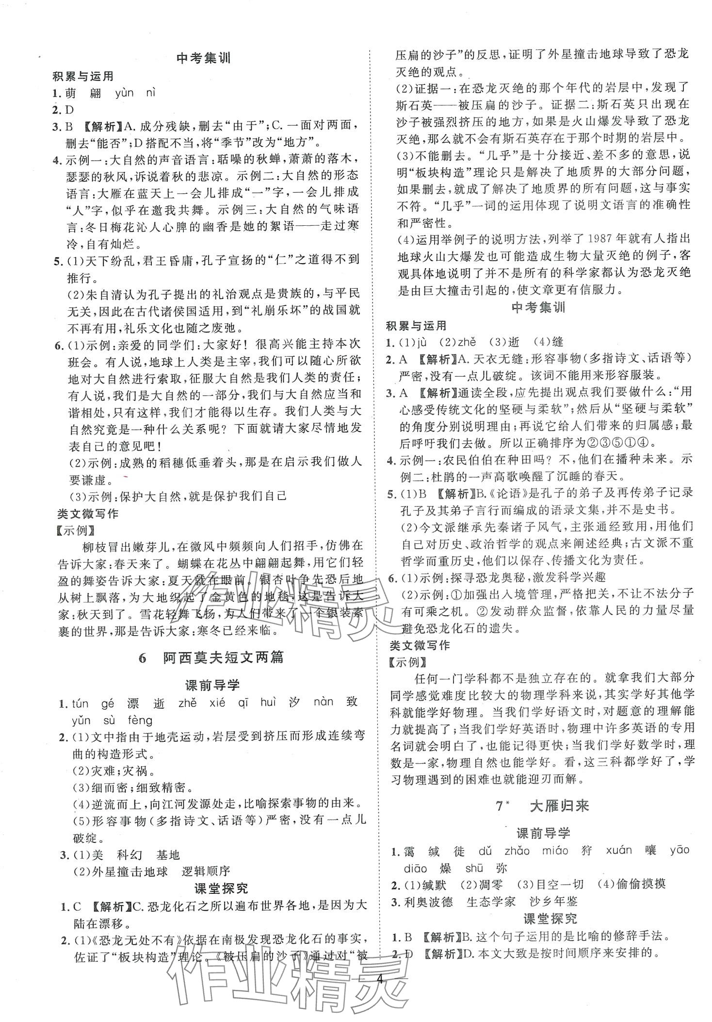 2024年名師課堂南方出版社八年級(jí)語(yǔ)文下冊(cè)人教版 第4頁(yè)