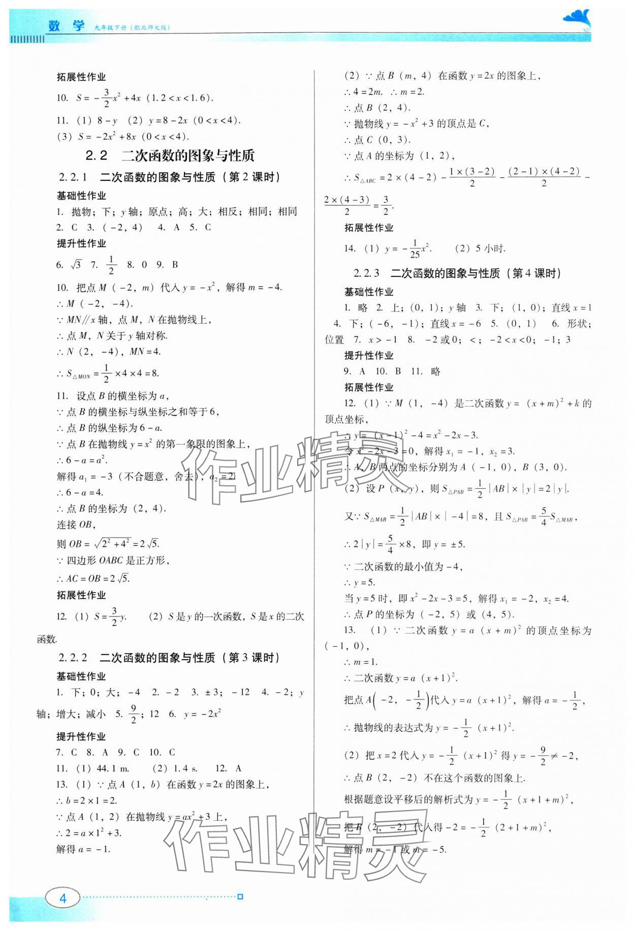 2024年南方新課堂金牌學(xué)案九年級(jí)數(shù)學(xué)下冊(cè)北師大版 第4頁(yè)