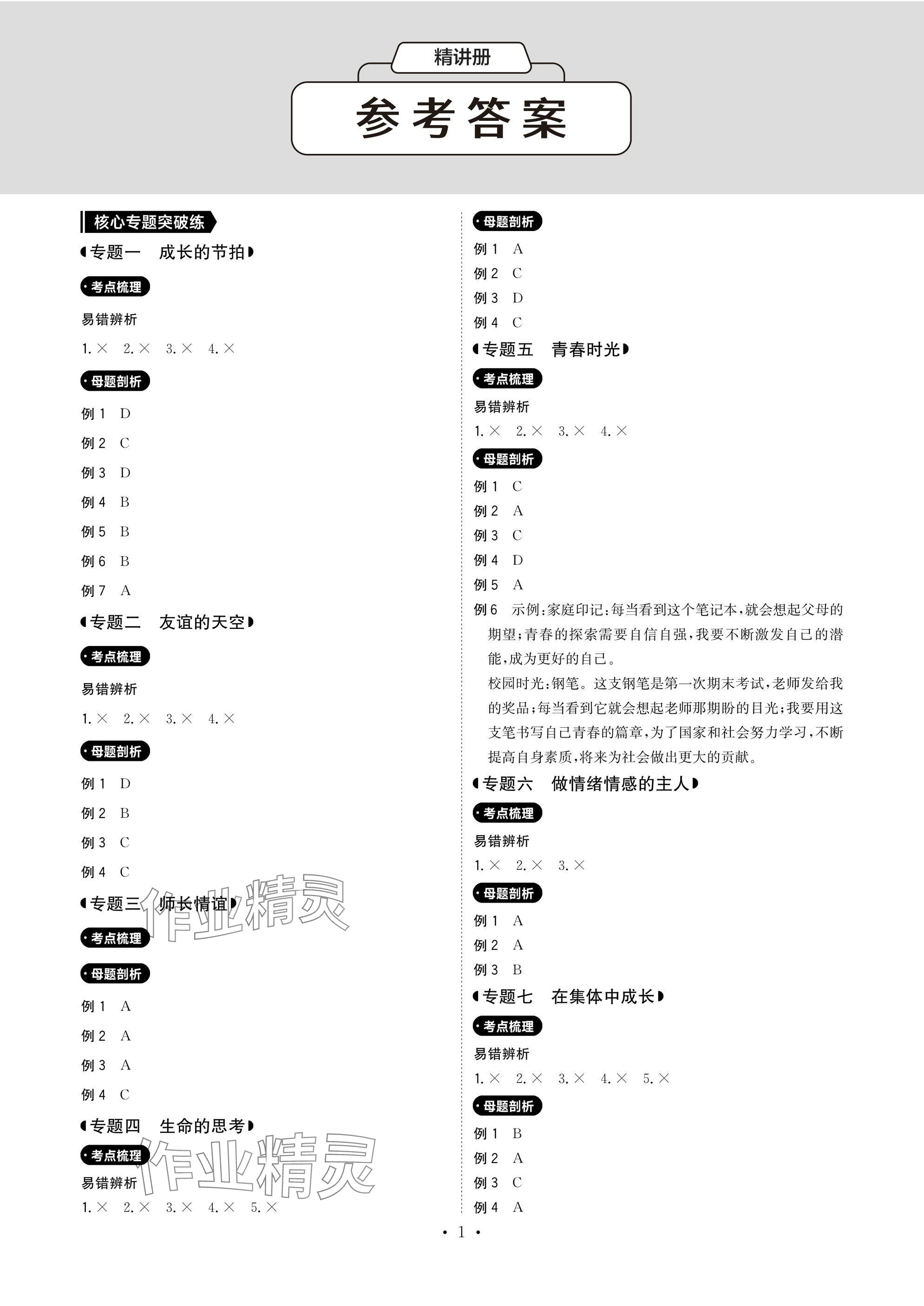 2025年新中考優化方案道德與法治 參考答案第1頁