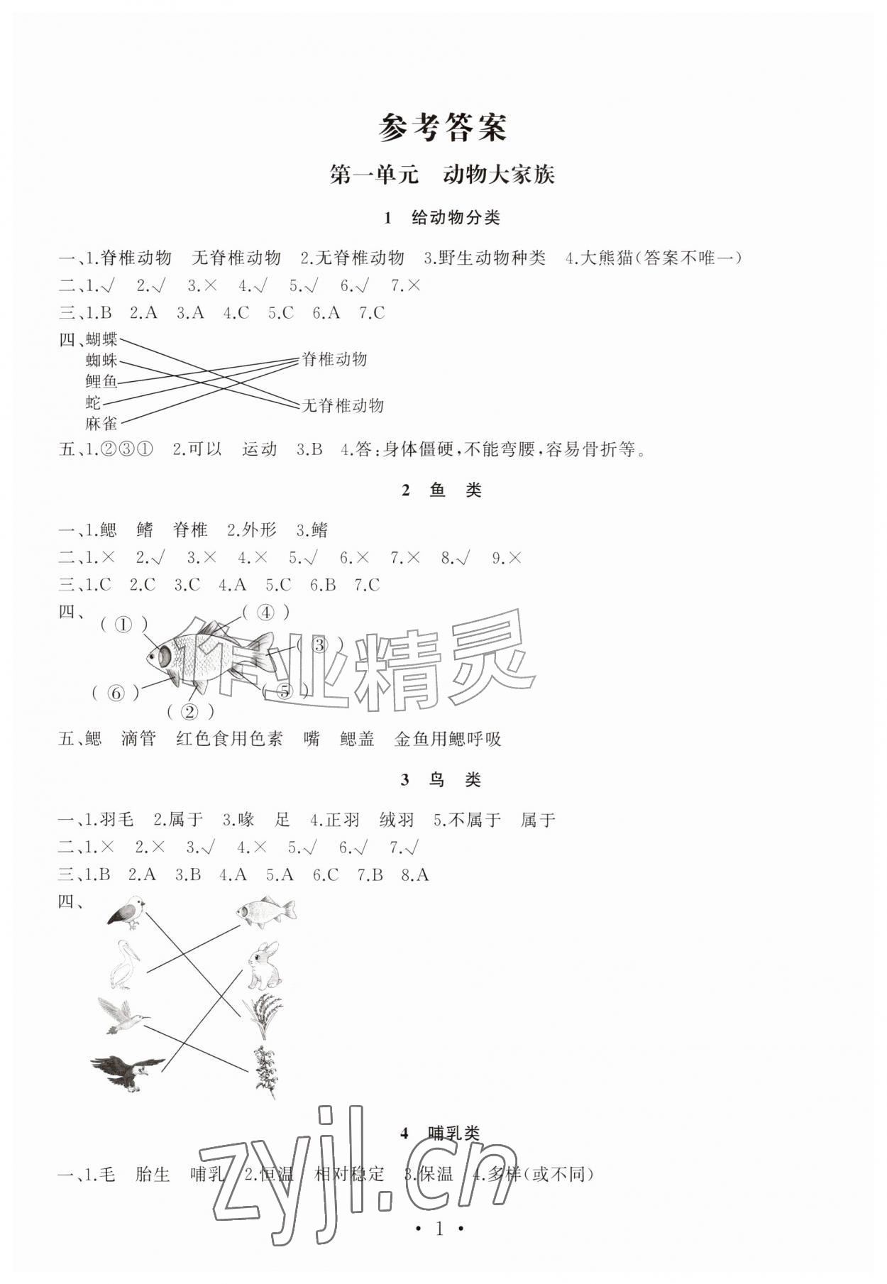 2026年练习与测试四年级科学上册苏教版贵州专版&nbsp;第1页