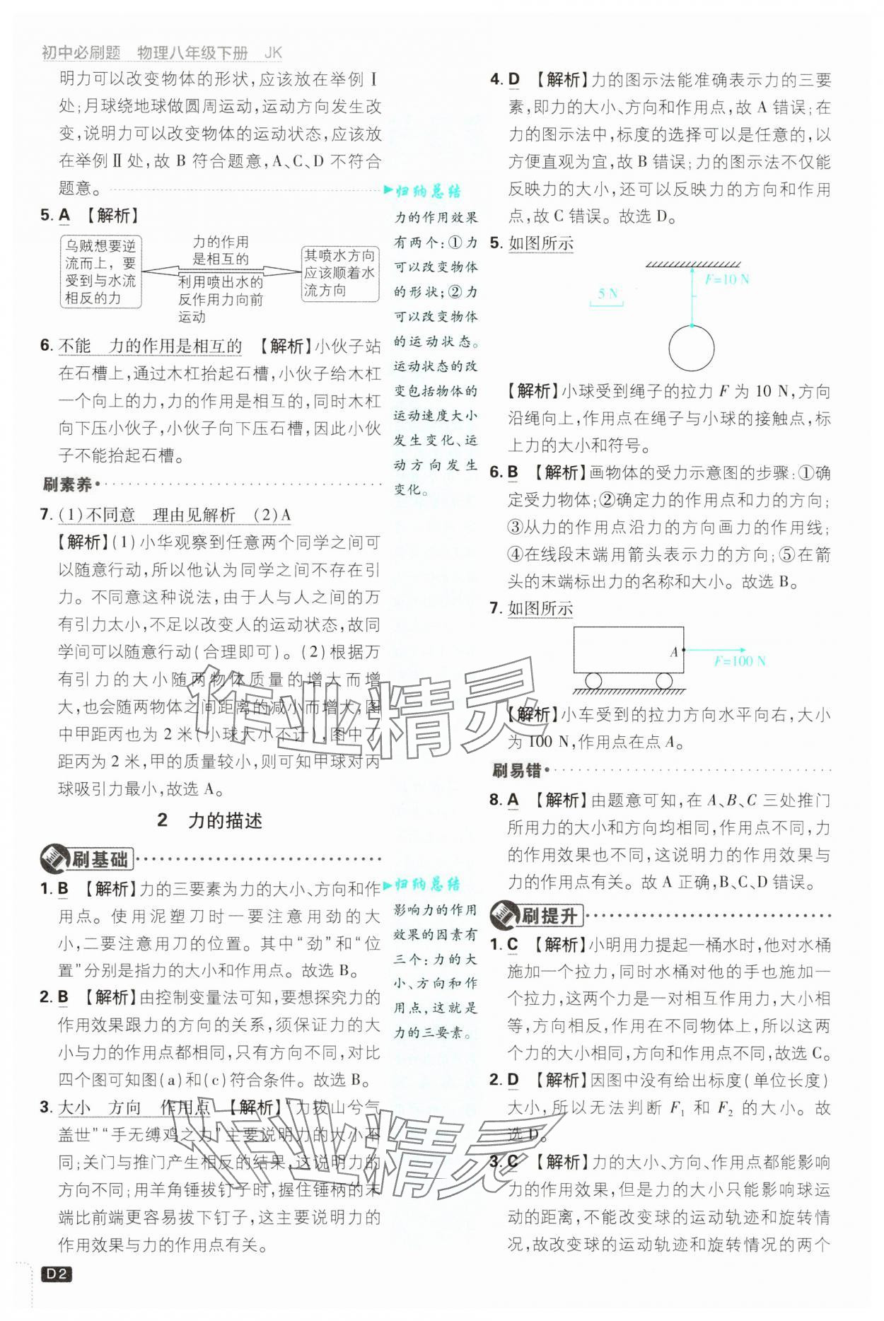 2025年初中必刷題八年級物理下冊教科版 參考答案第2頁