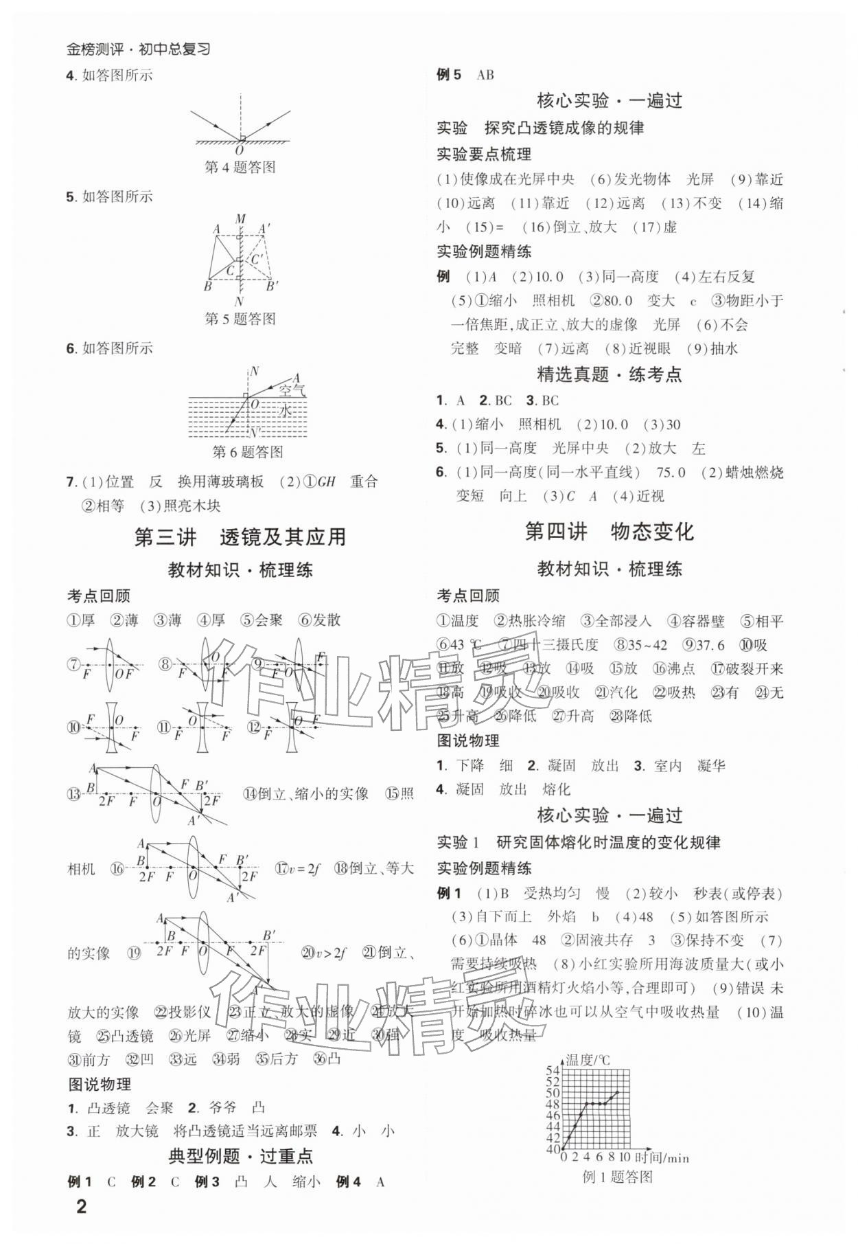2026年金榜测评初中总复习物理&nbsp;参考答案第2页