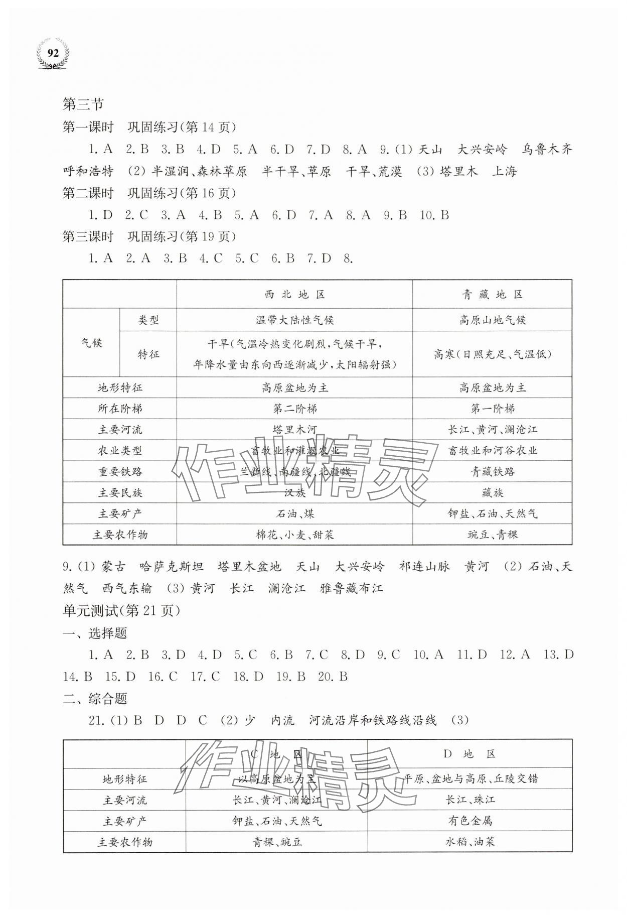 2025年探究与训练八年级地理下册湘教版 参考答案第2页