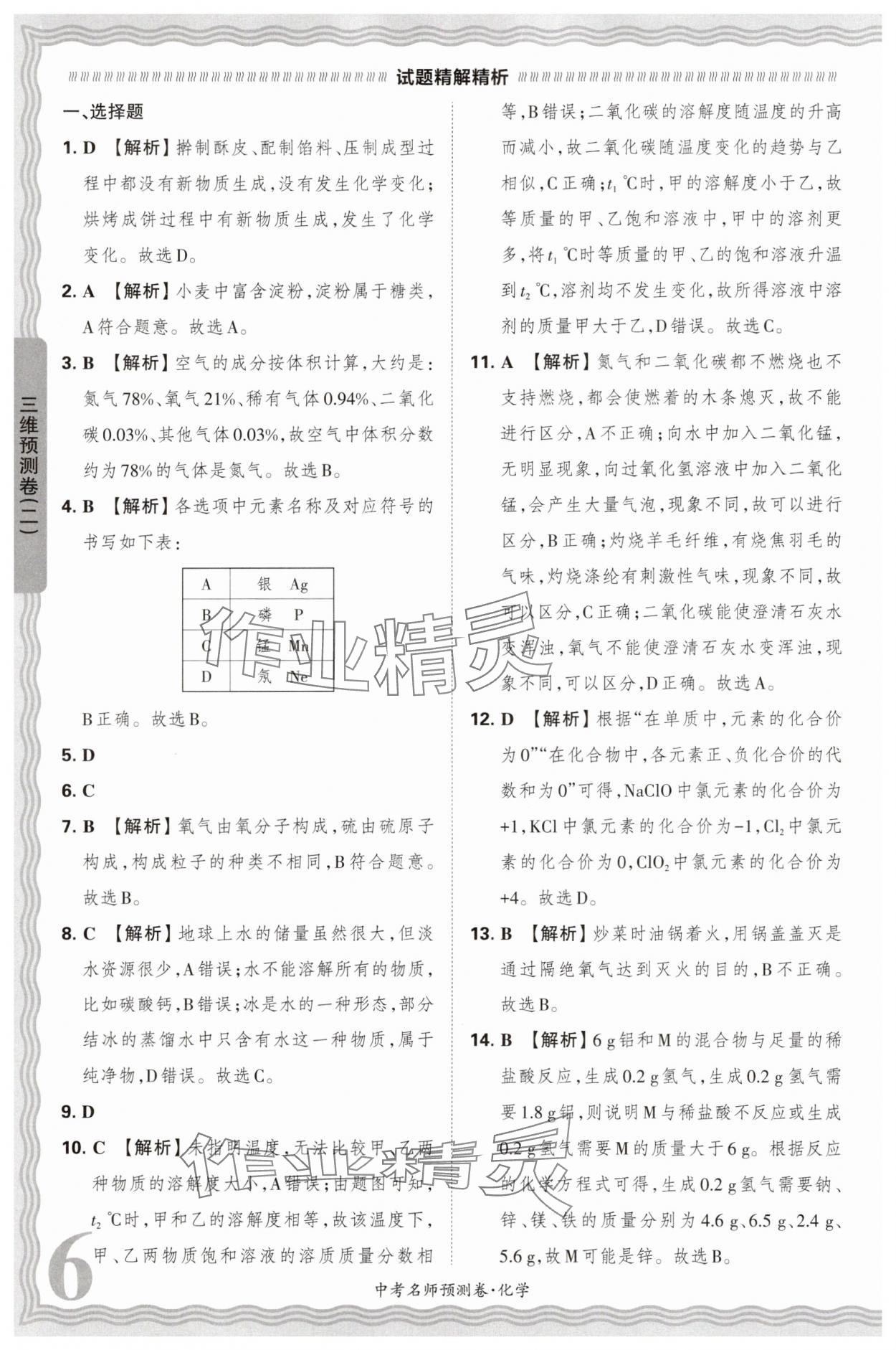 2025年王朝霞中考名師預(yù)測卷化學(xué)中考河南專版 第6頁