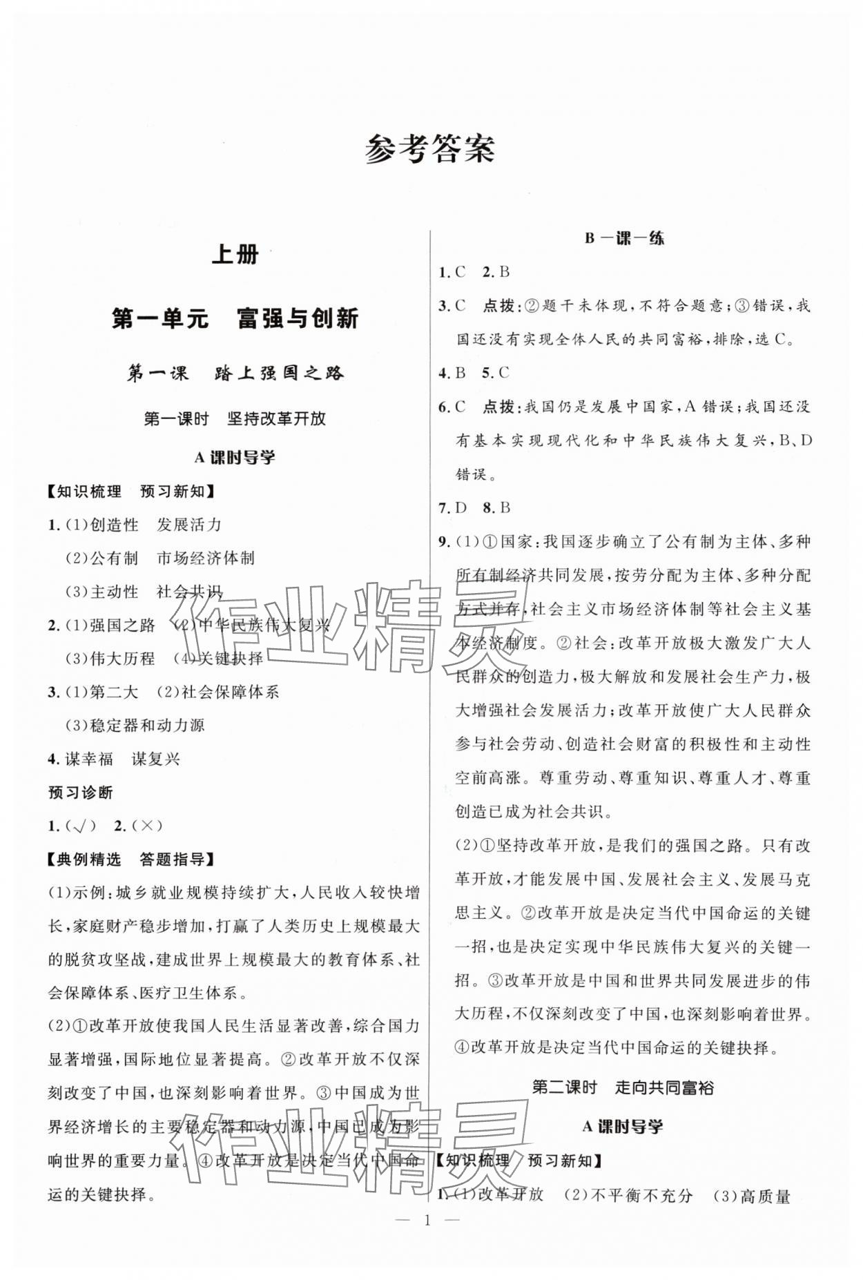 2024年顶尖课课练九年级道德与法治全一册人教版贵州专版 第1页