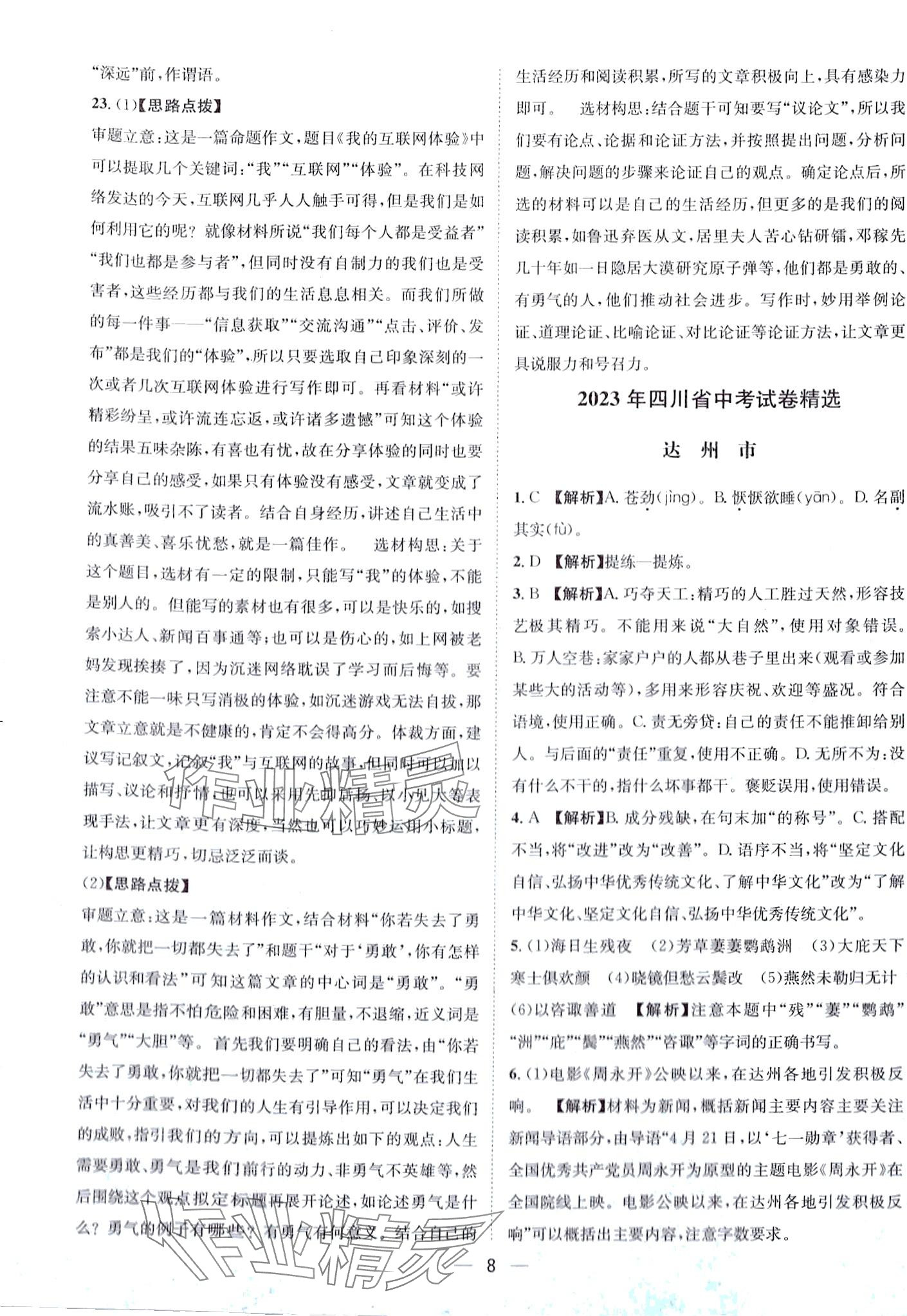 2024年中考必備中考真題匯編語文四川專版&nbsp;第8頁