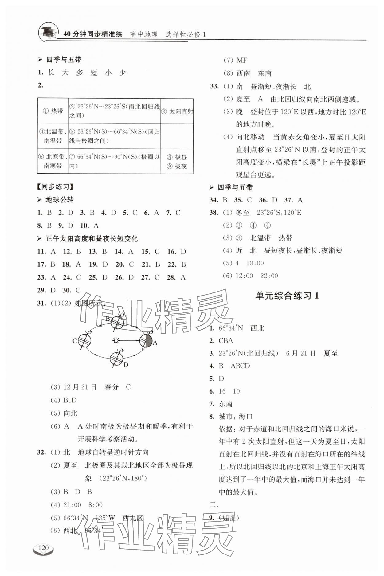 2023年40分鐘同步精準練高中地理選擇性必修1人教版54制 參考答案第2頁