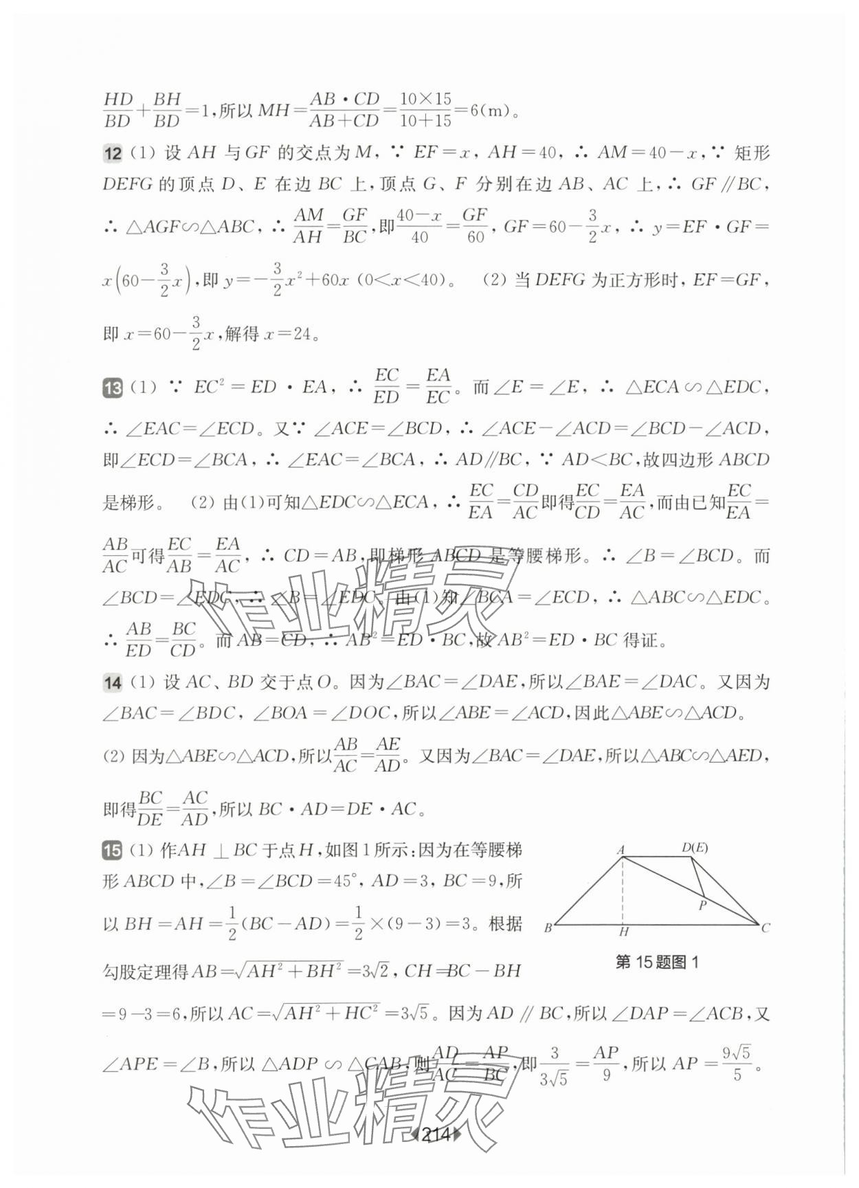 2025年華東師大版一課一練九年級(jí)數(shù)學(xué)全一冊(cè)滬教版54制 參考答案第10頁(yè)