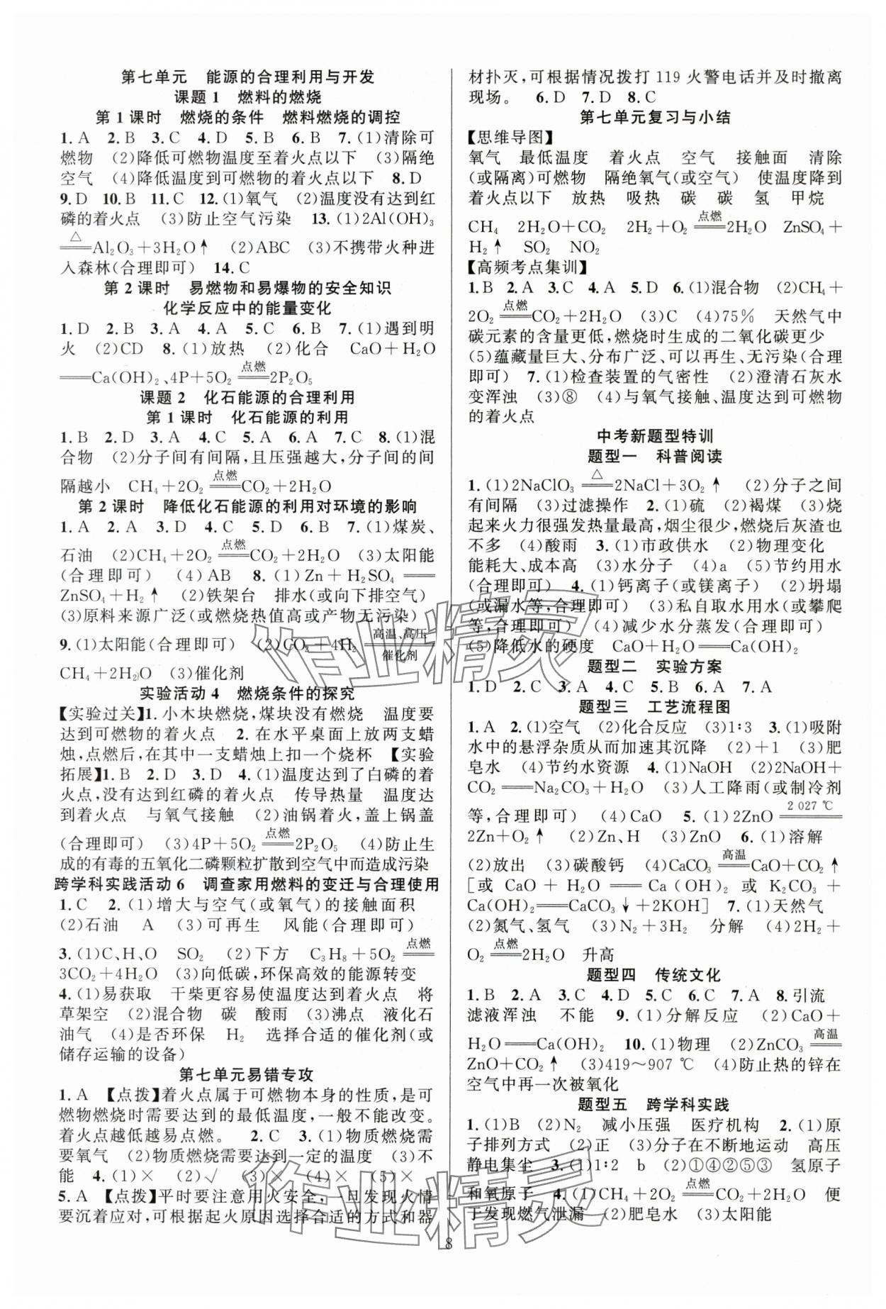 2025年课时夺冠九年级化学上册人教版湖北专版 第8页