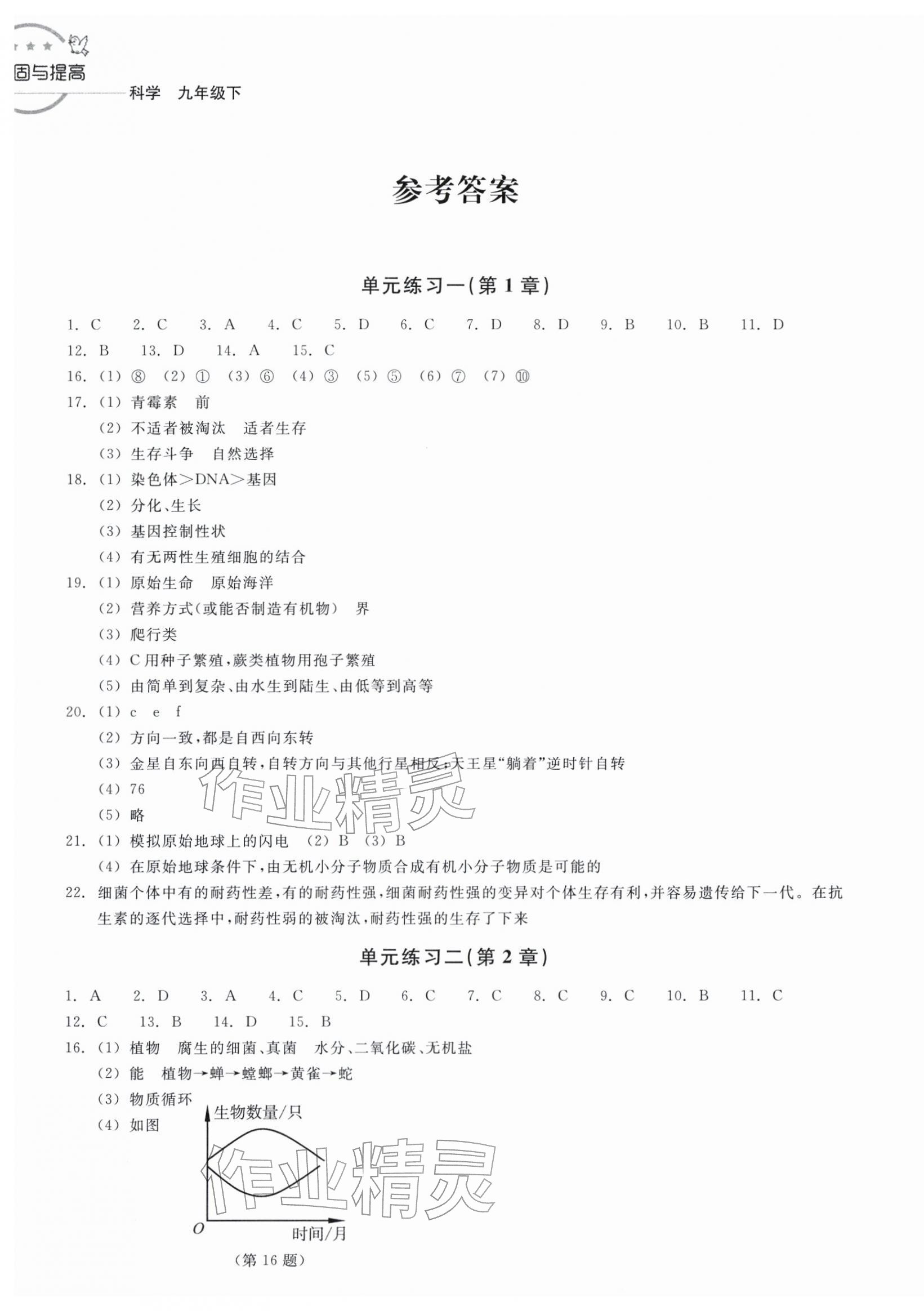 2026年巩固与提高浙江教育出版社九年级科学下册浙教版&nbsp;第1页