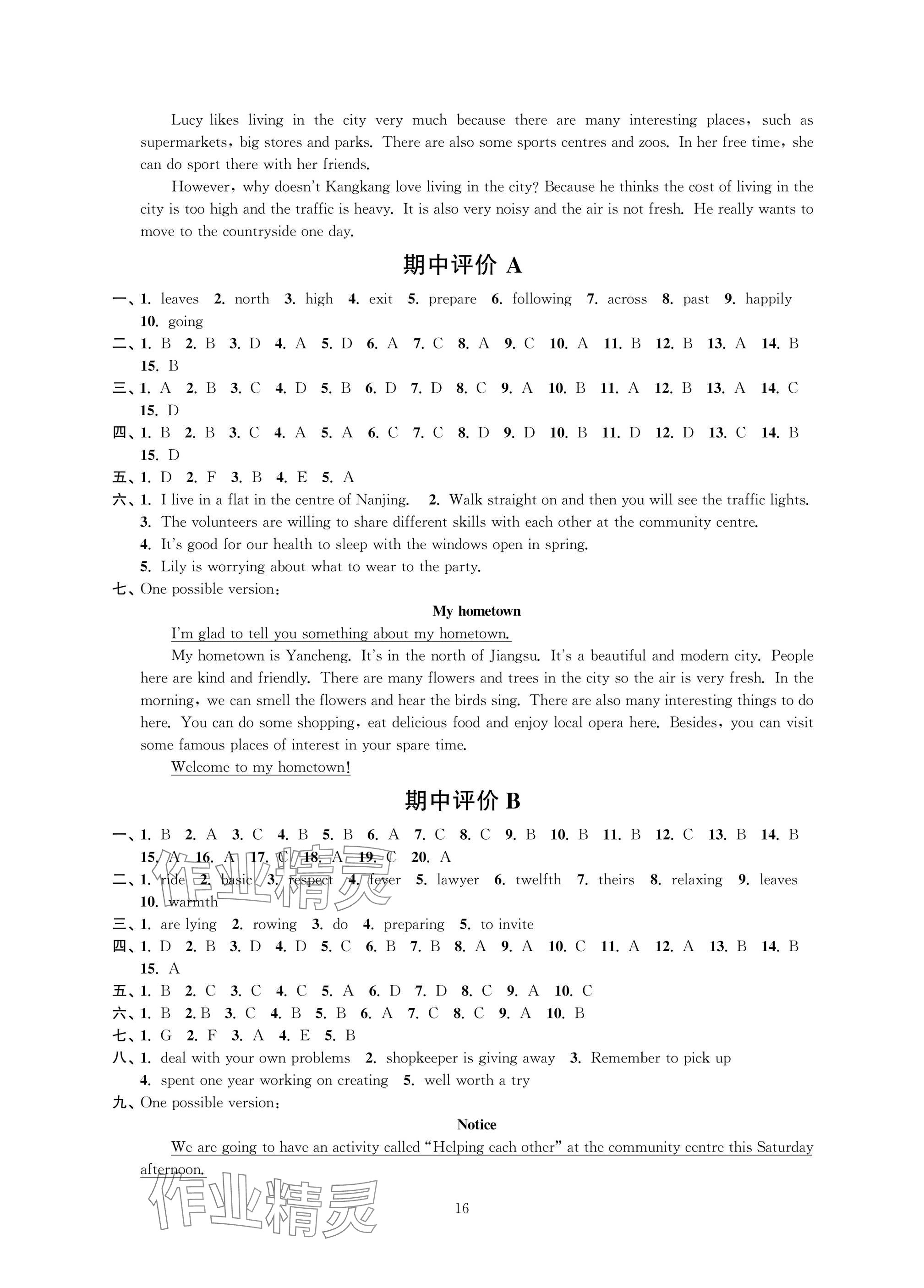 2025年多維互動提優(yōu)課堂七年級英語下冊譯林版提升版 參考答案第6頁