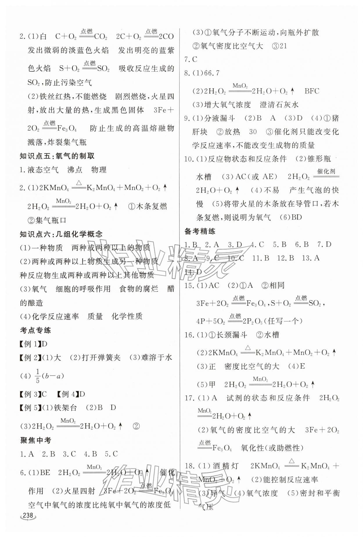 2026年初中学业水平考试备考指导化学中考临沂专版&nbsp;参考答案第2页