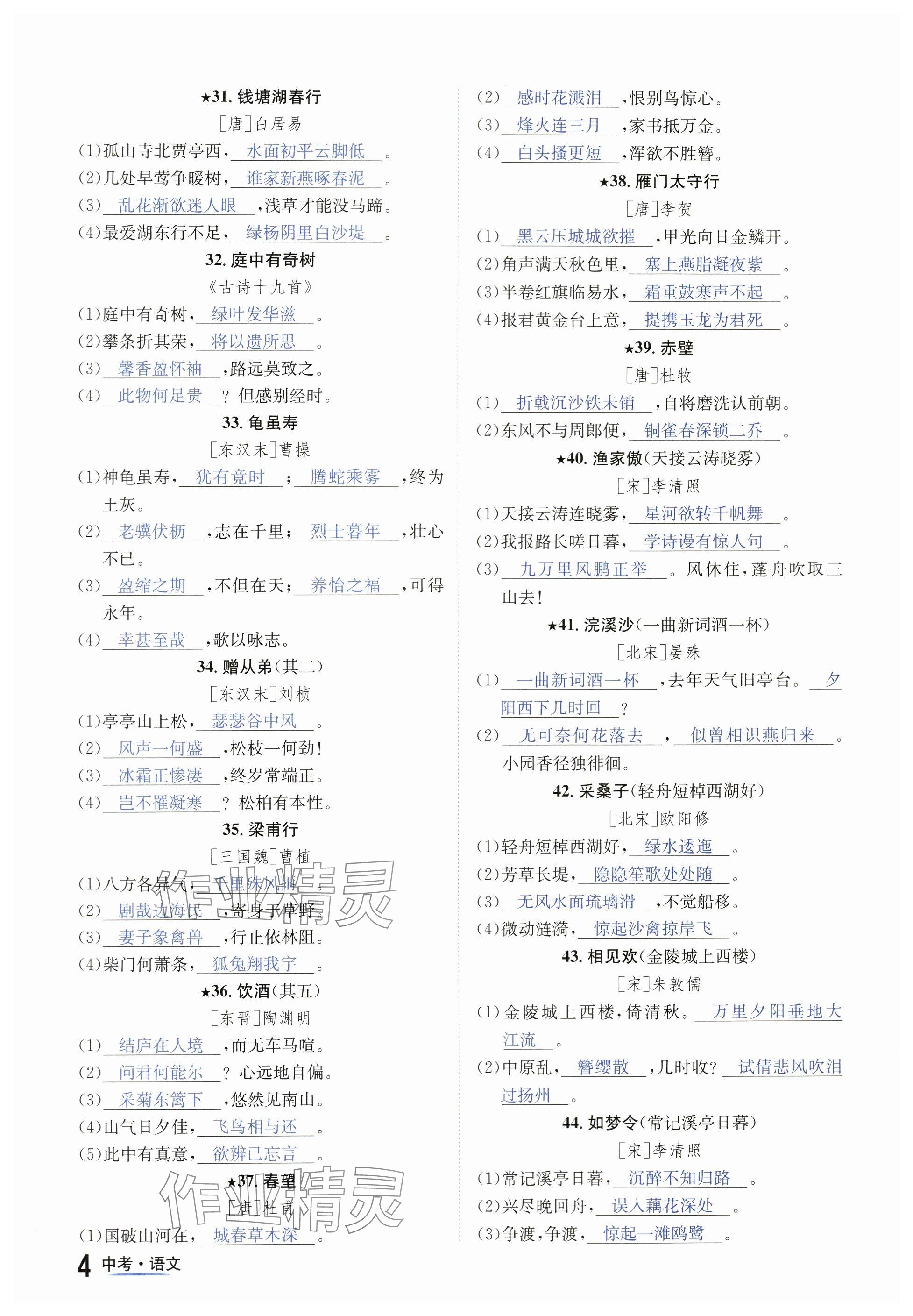 2024年國華圖書中考拐點(diǎn)語文南充專版 參考答案第4頁