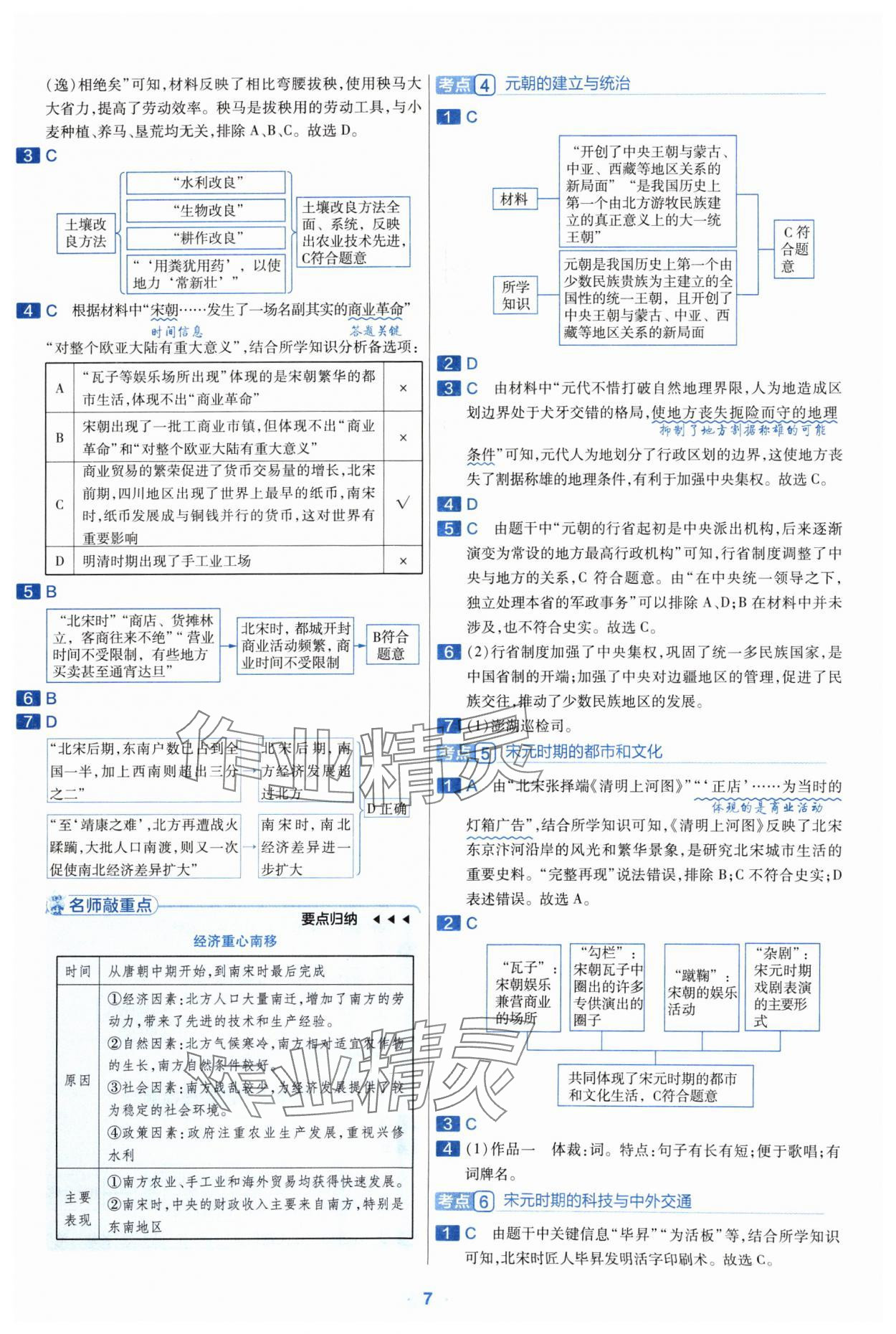 2024年金考卷中考真题分类训练历史 参考答案第6页