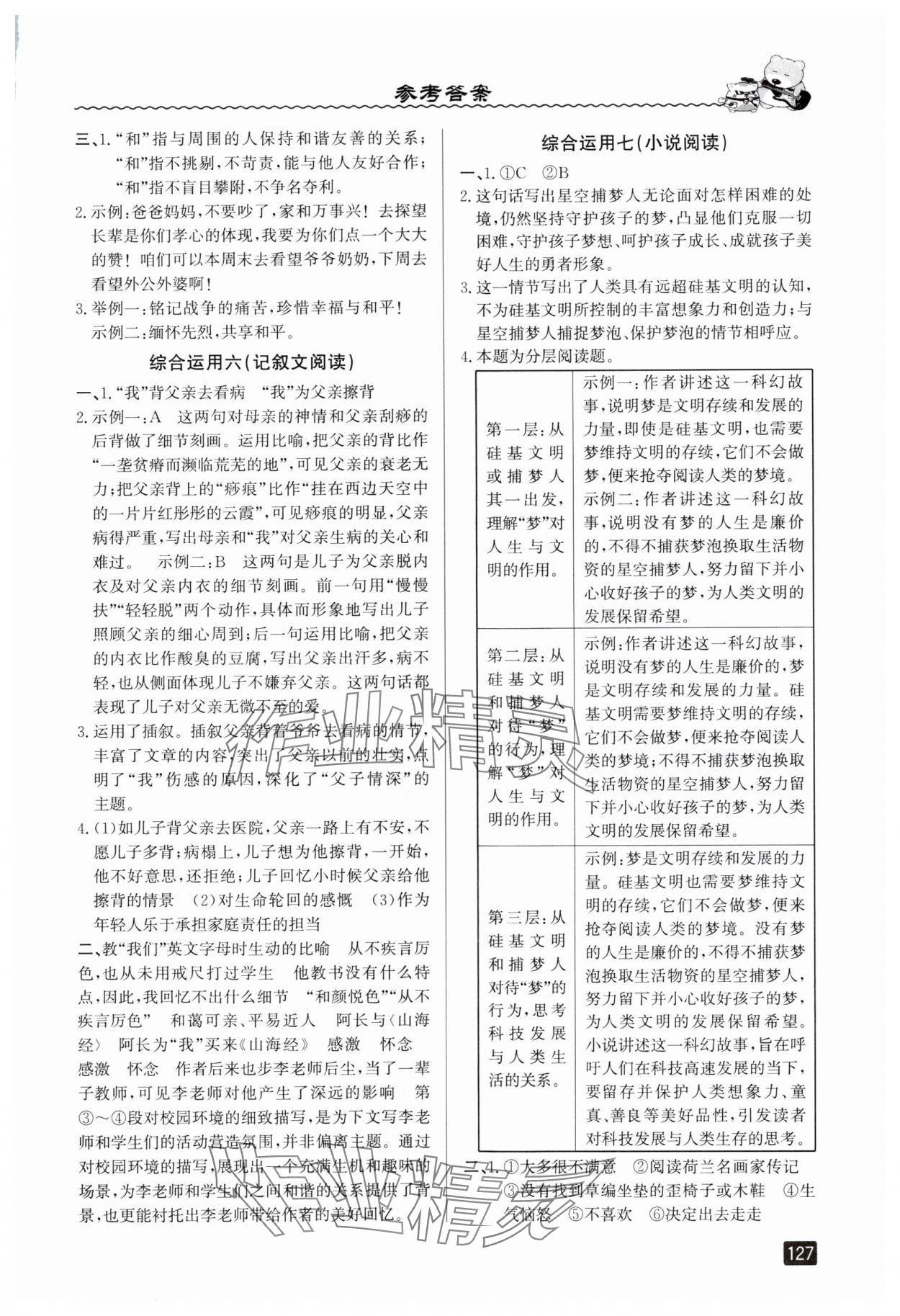2025年暑假銜接七年級(jí)語(yǔ)文人教版延邊人民出版社 參考答案第4頁(yè)