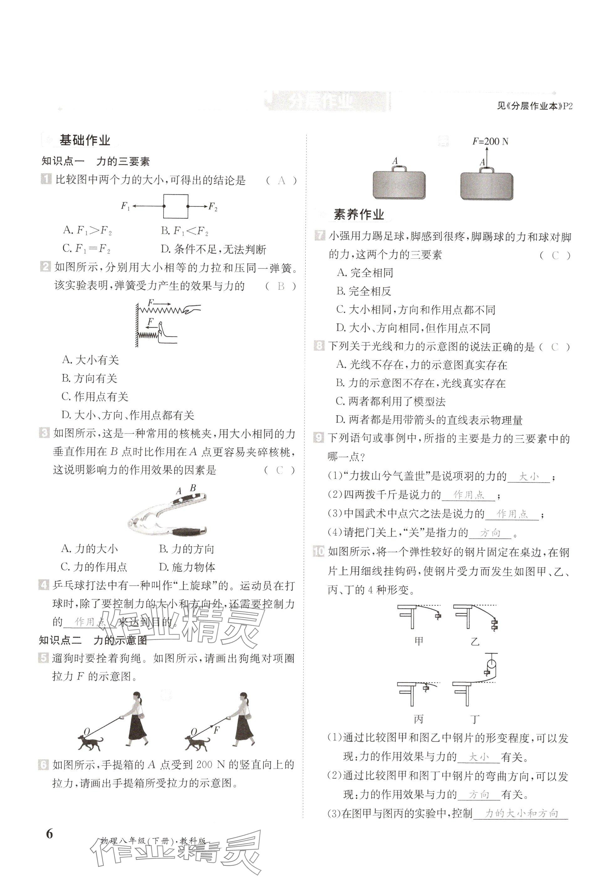 2025年金太陽導學案八年級物理下冊教科版 參考答案第6頁