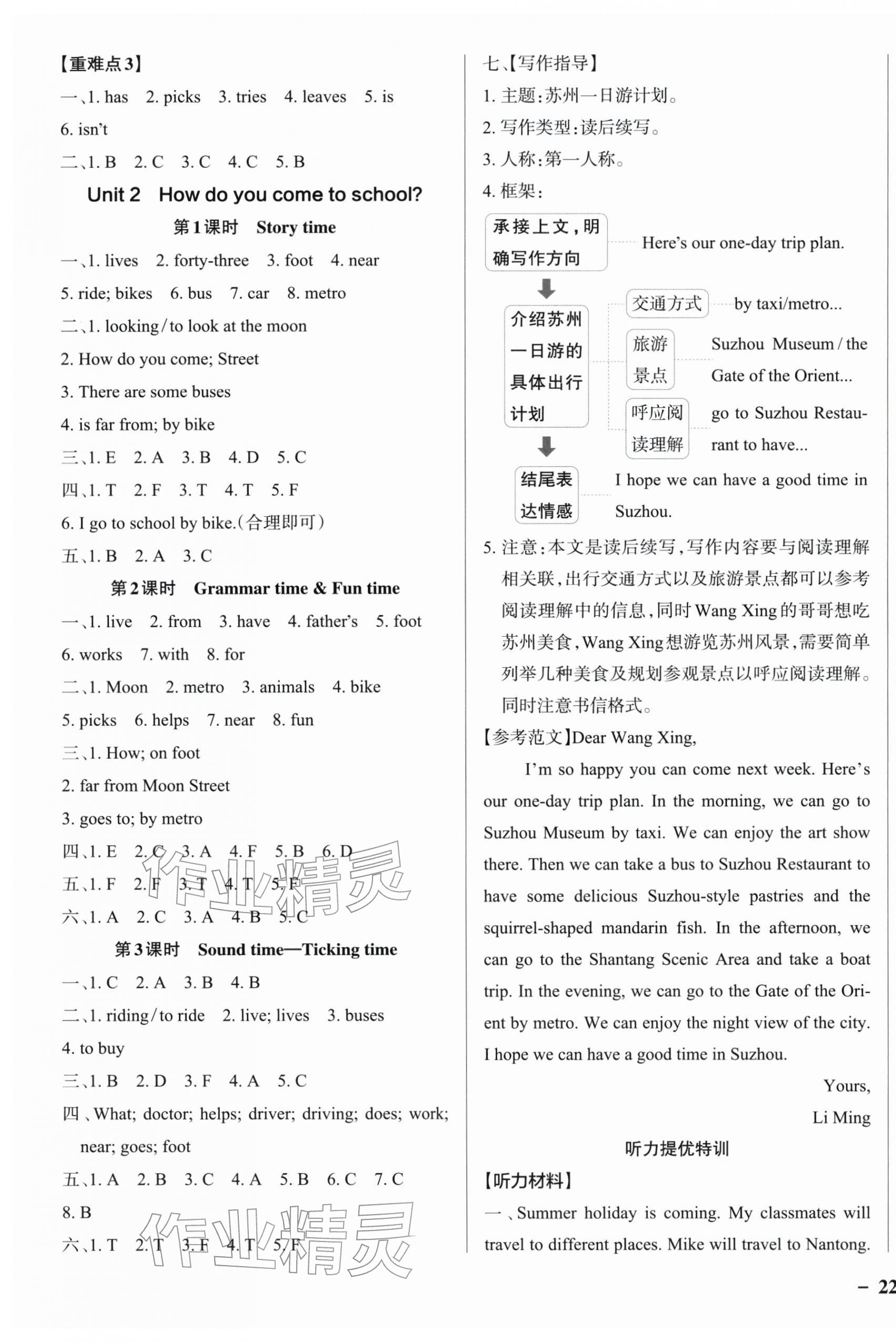 2026年绿卡提优特训五年级英语下册译林版江苏专版&nbsp;参考答案第3页