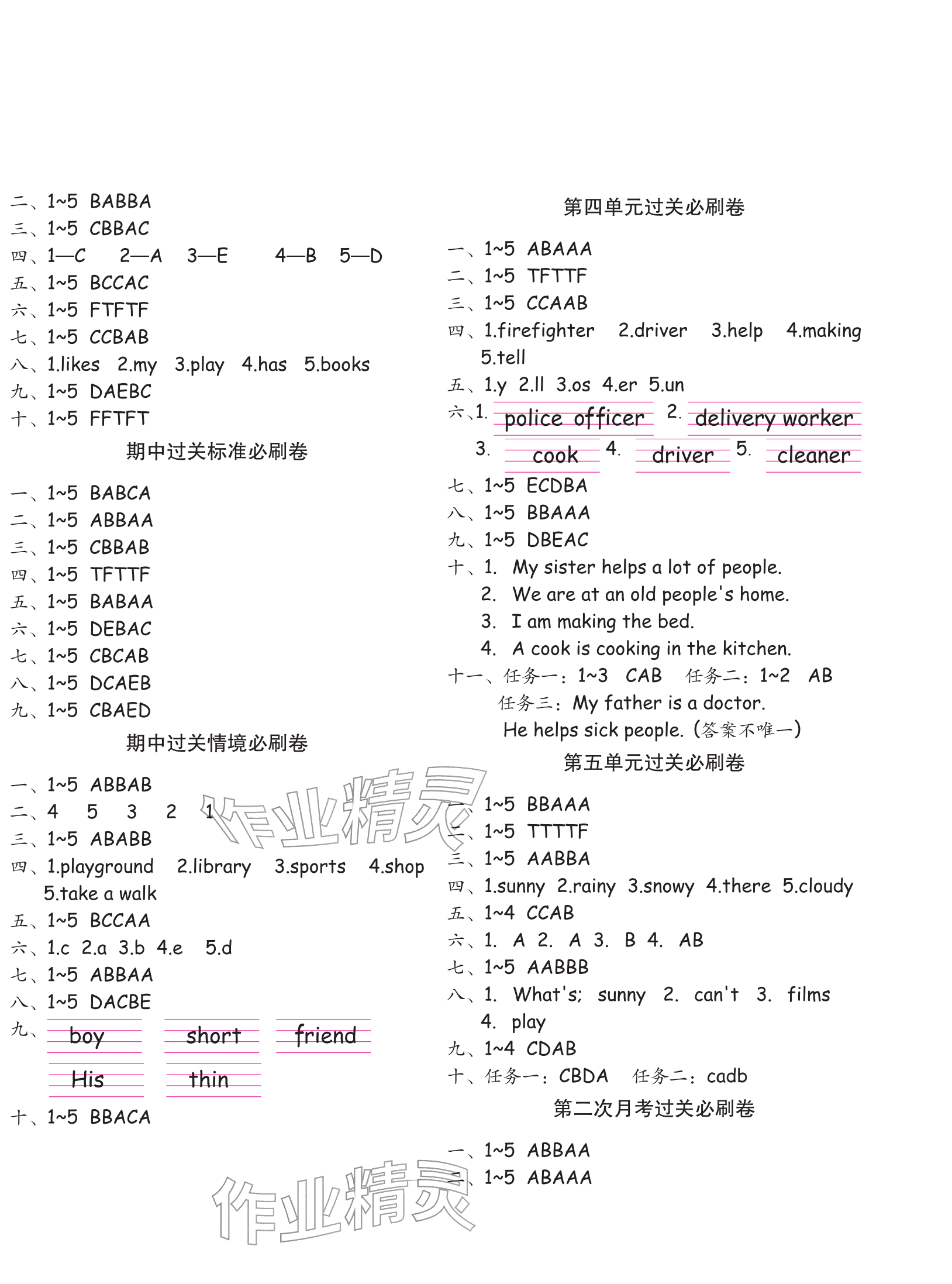 2025年全程培優(yōu)100分沖刺測評卷四年級英語上冊人教版&nbsp;參考答案第2頁