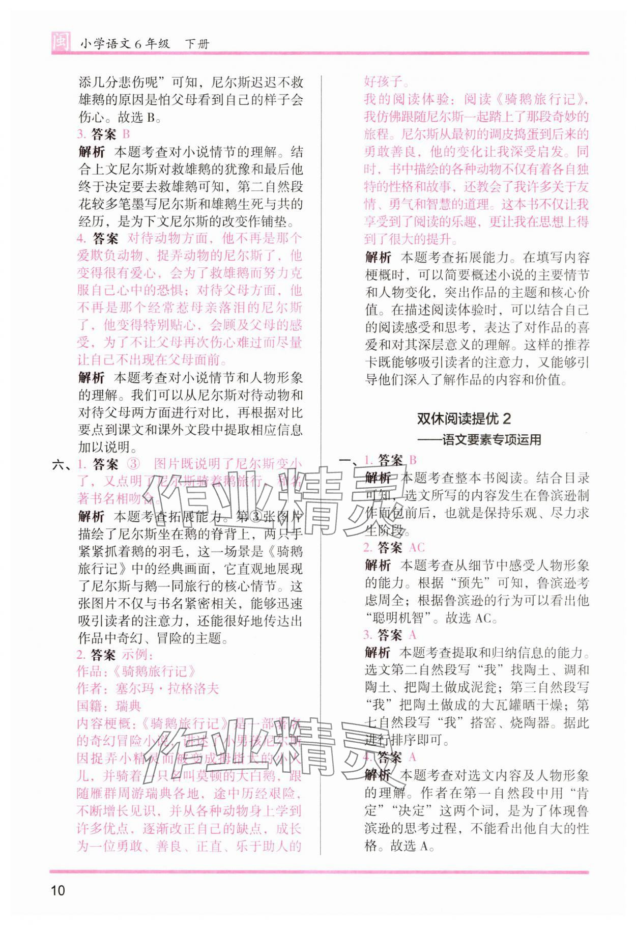 2025年木頭馬分層課課練六年級語文下冊人教版福建專版 第10頁