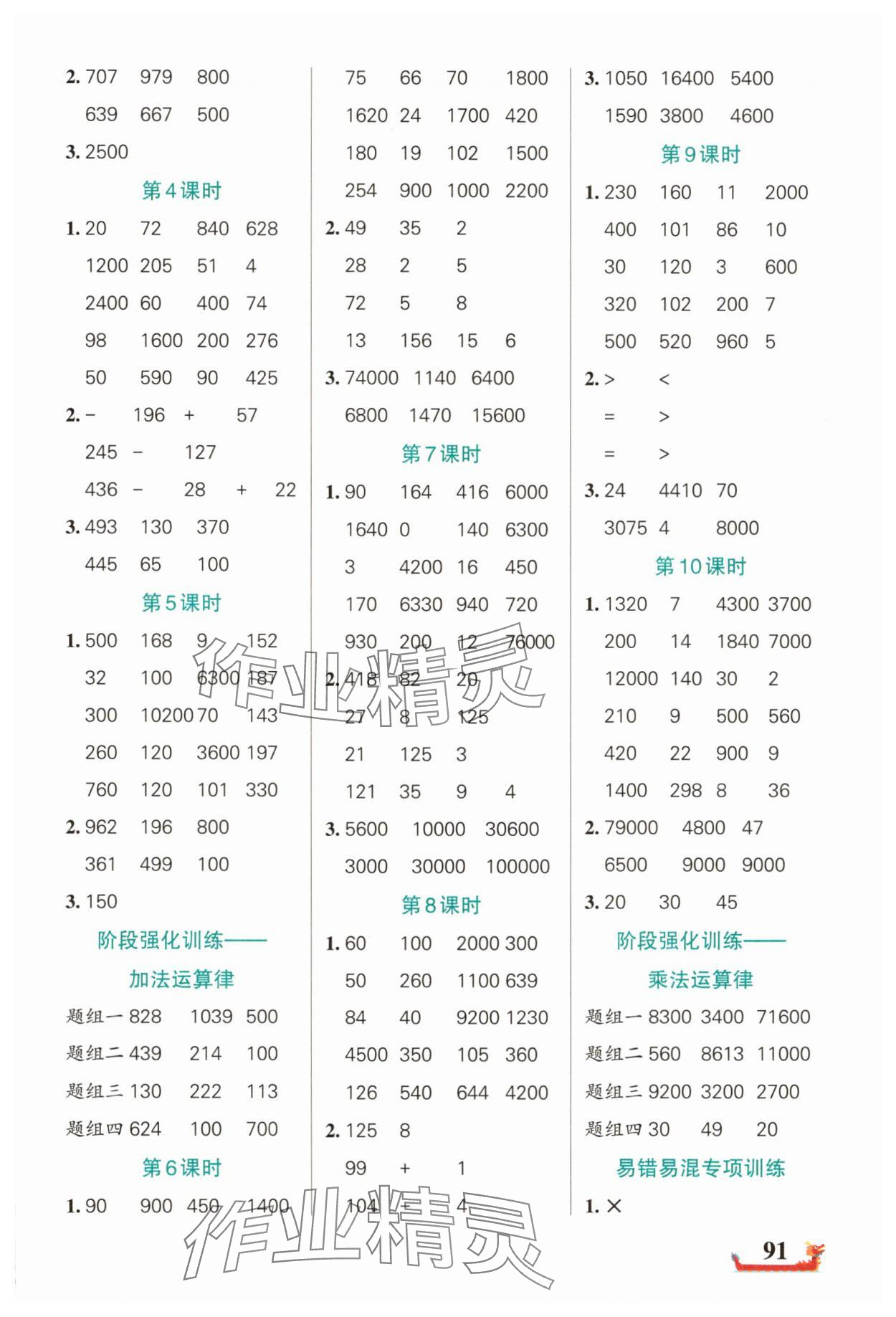 2025年綠卡小學(xué)計(jì)算特訓(xùn)四年級(jí)數(shù)學(xué)下冊(cè)人教版廣東專版 參考答案第3頁(yè)